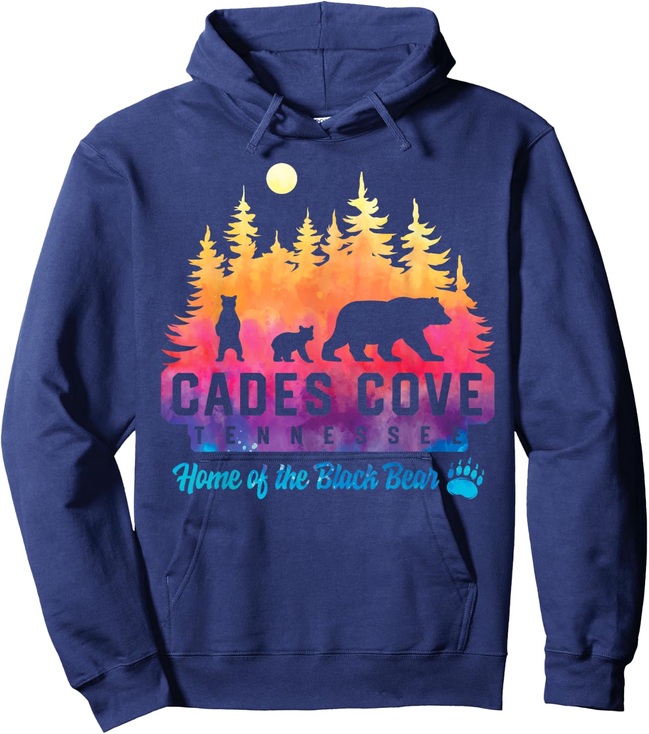 Cades Cove Tennessee Bear Great Smoky Mountains Tie Dye Hoodie - Hoodie | Navy