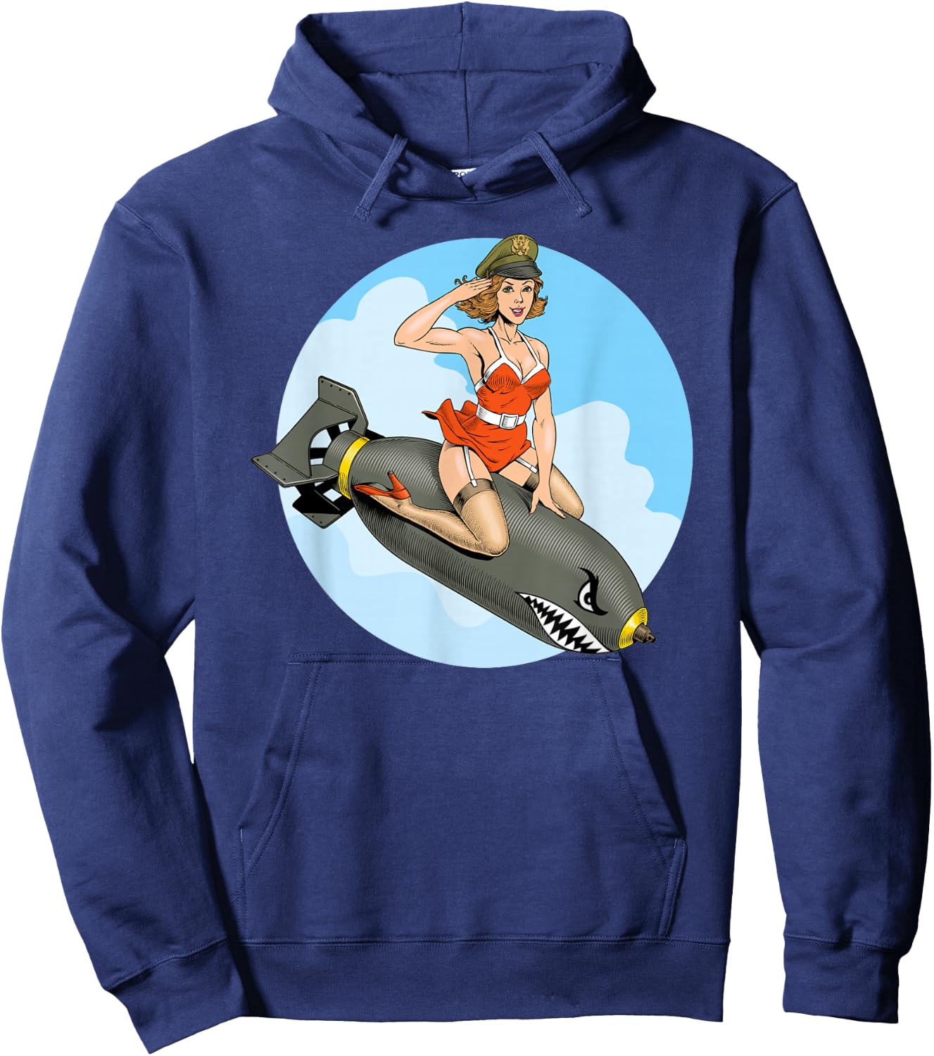 Pin Up Girl Bomber Aviation Bomb Pinup Girl Hoodie - Hoodie | Navy