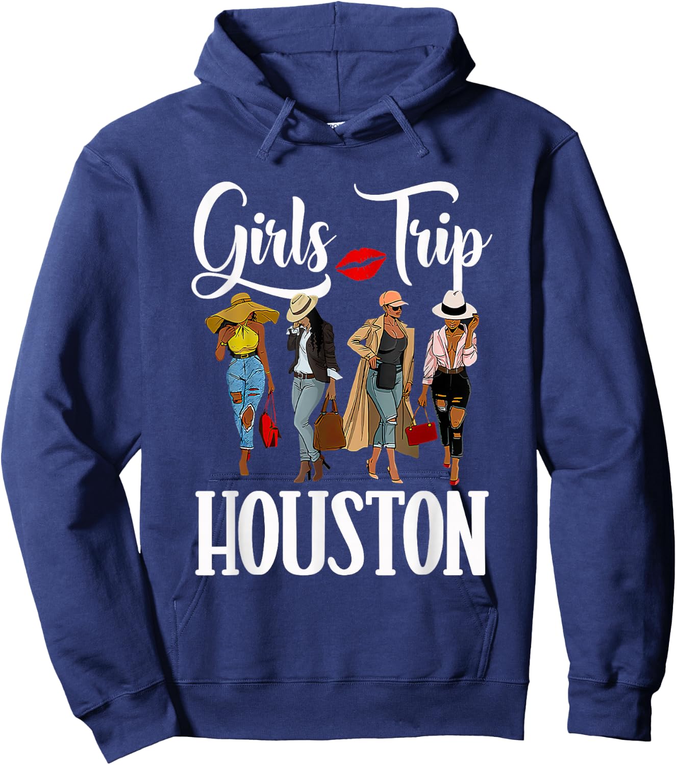 Girls Trip Houston For Melanin Afro Black Vacation Women Hoodie - Hoodie | Navy