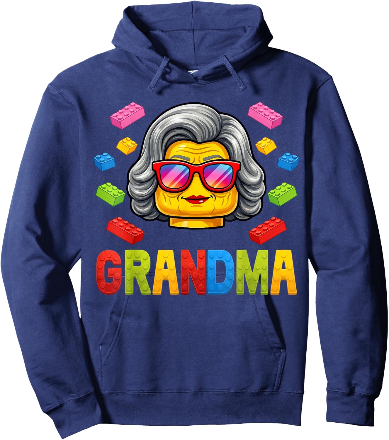 Grandma Master Builder Building Bricks Blocks Family Funny Hoodie - Hoodie | Navy