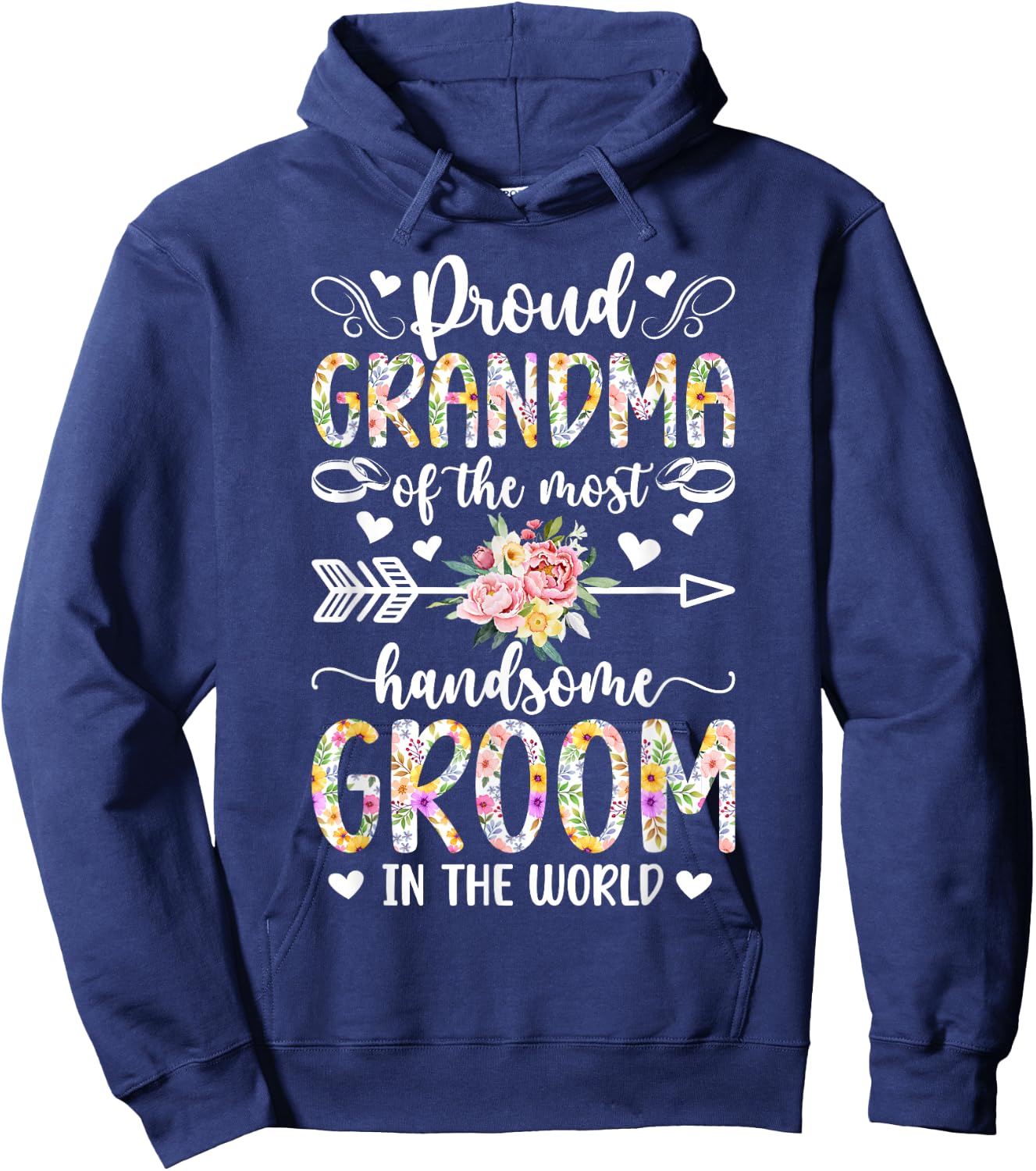 Proud Grandma of The Groom Grandma Grandmother of The Groom Hoodie - Hoodie | Navy