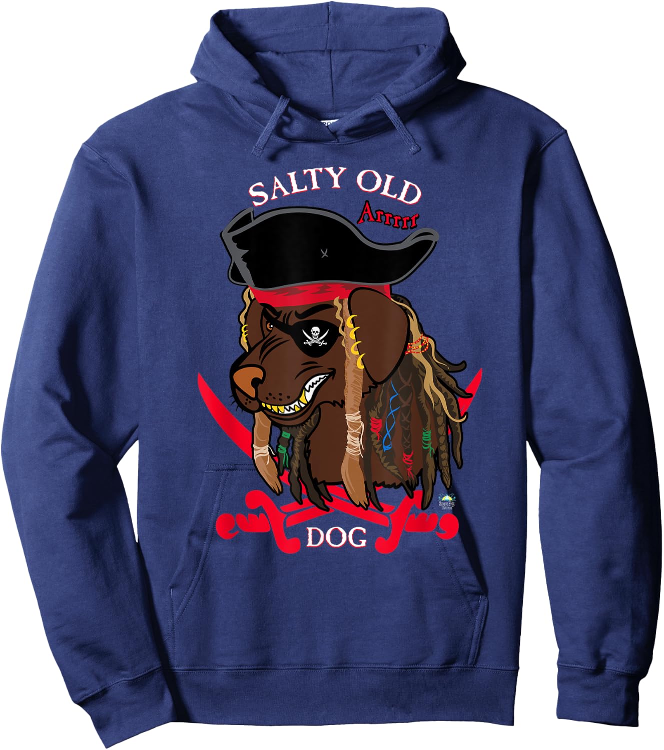 Salty Old Dog Pirate Women Kids Hoodie - Hoodie | Navy