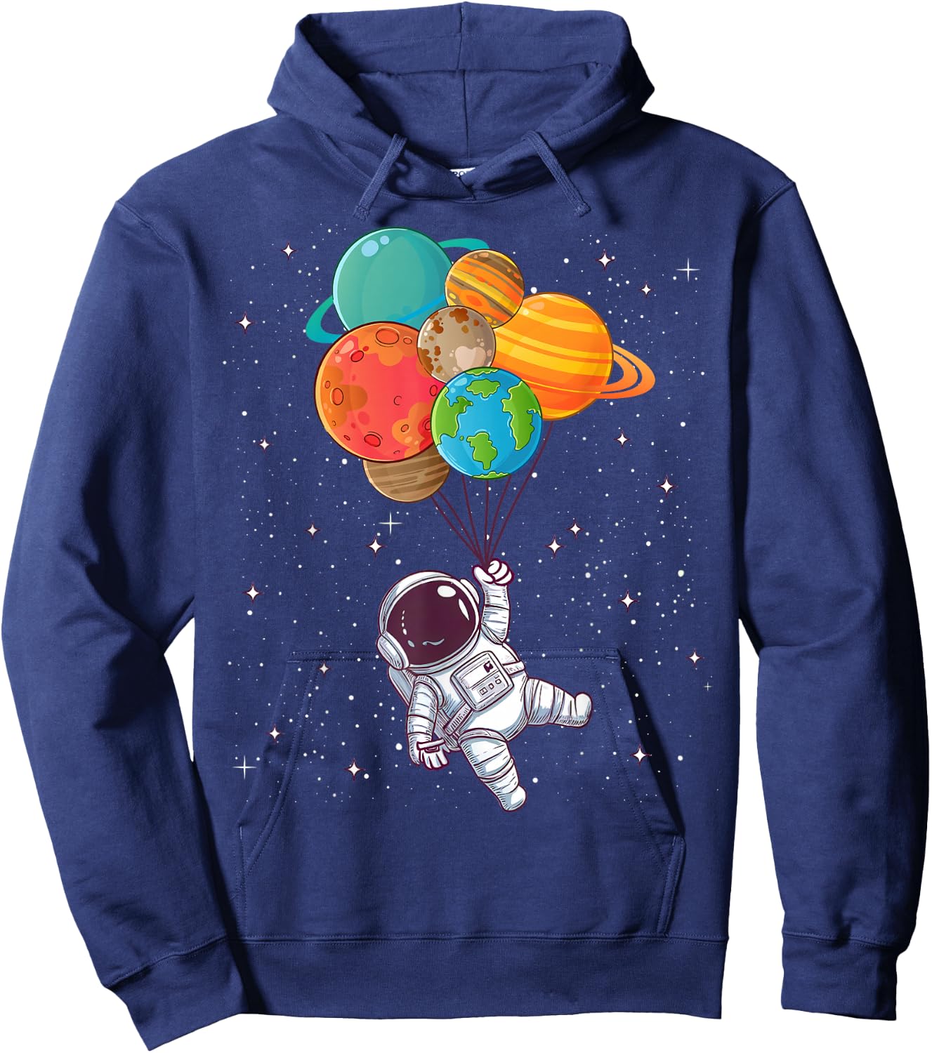 Galaxy Outer Space Astronaut Planets Balloon STEM Kids Boys Hoodie - Hoodie | Navy