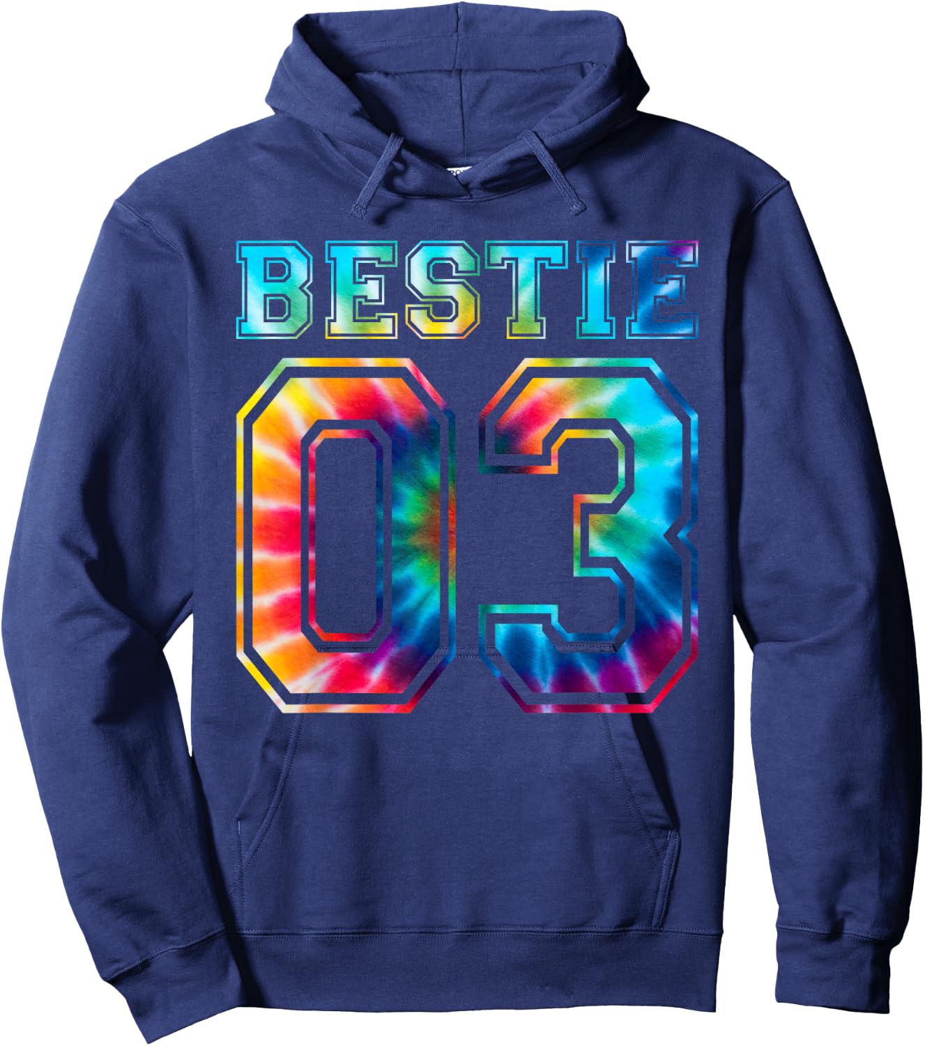 Bestie 03 Tie-Dye Pattern Matching Best Varsity School Hoodie - Hoodie | Navy