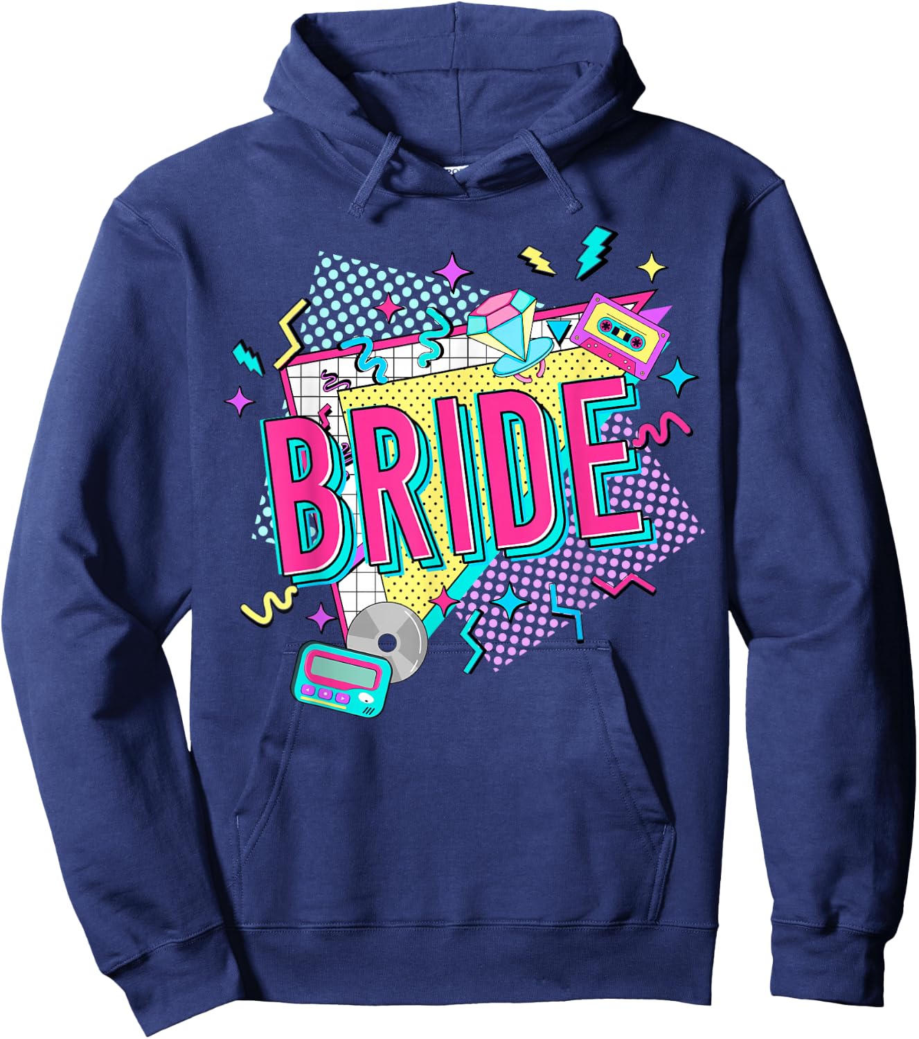 Retro Bride of the 90s Bachelorette Party 90s Bride Hoodie - Hoodie | Navy