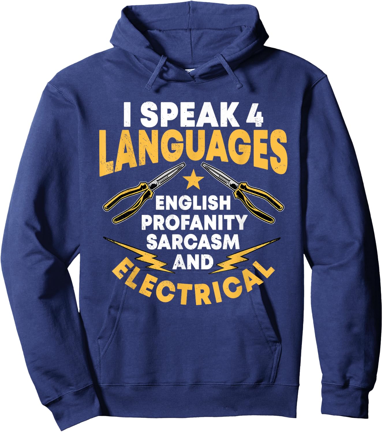I Speak 4 Languages Electrician Electrical Technician Repair Hoodie - Hoodie | Navy