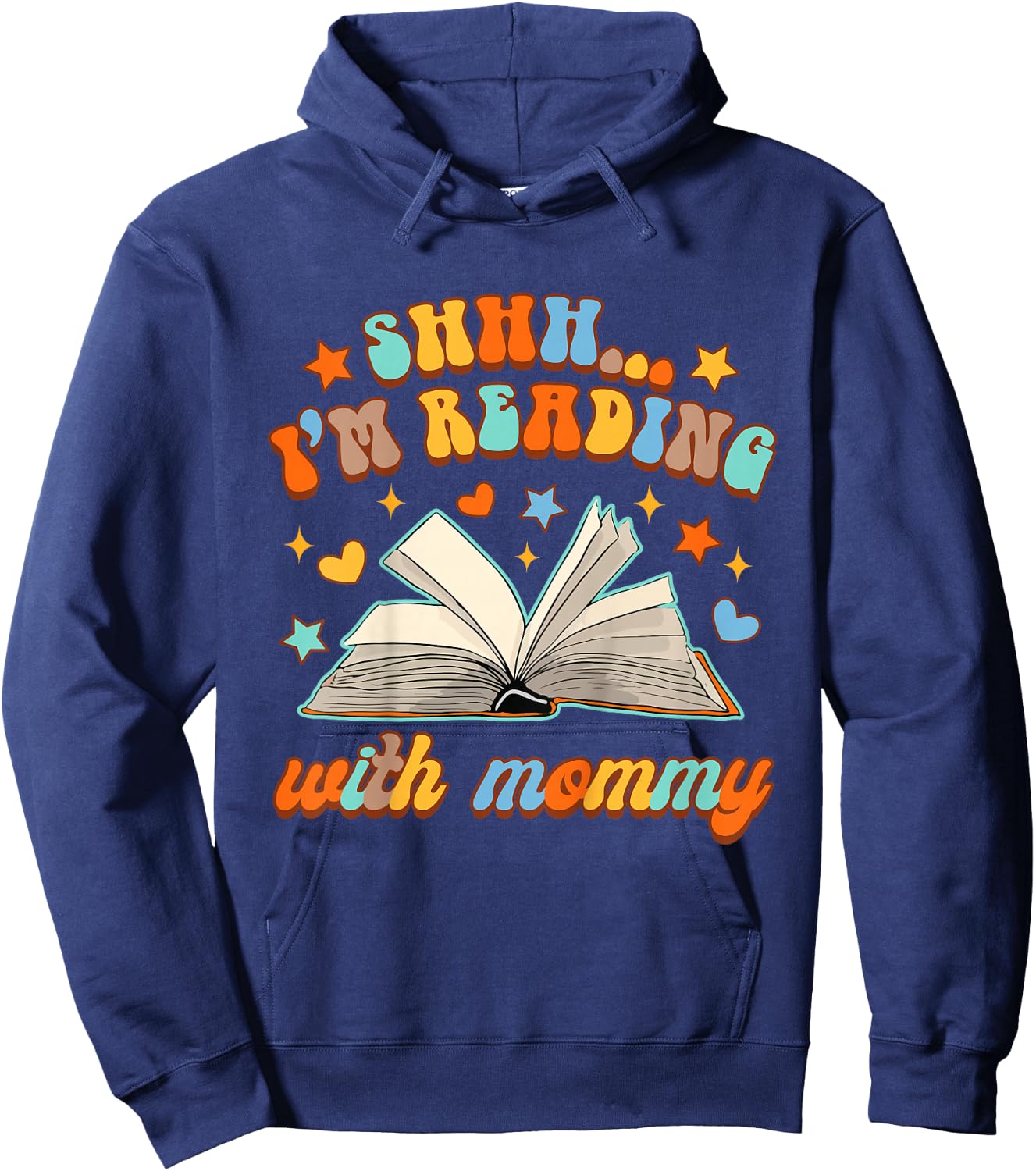 Kids Book Lover Mommy & Me Tiny Bookworm I'm Reading With Mommy Hoodie - Hoodie | Navy