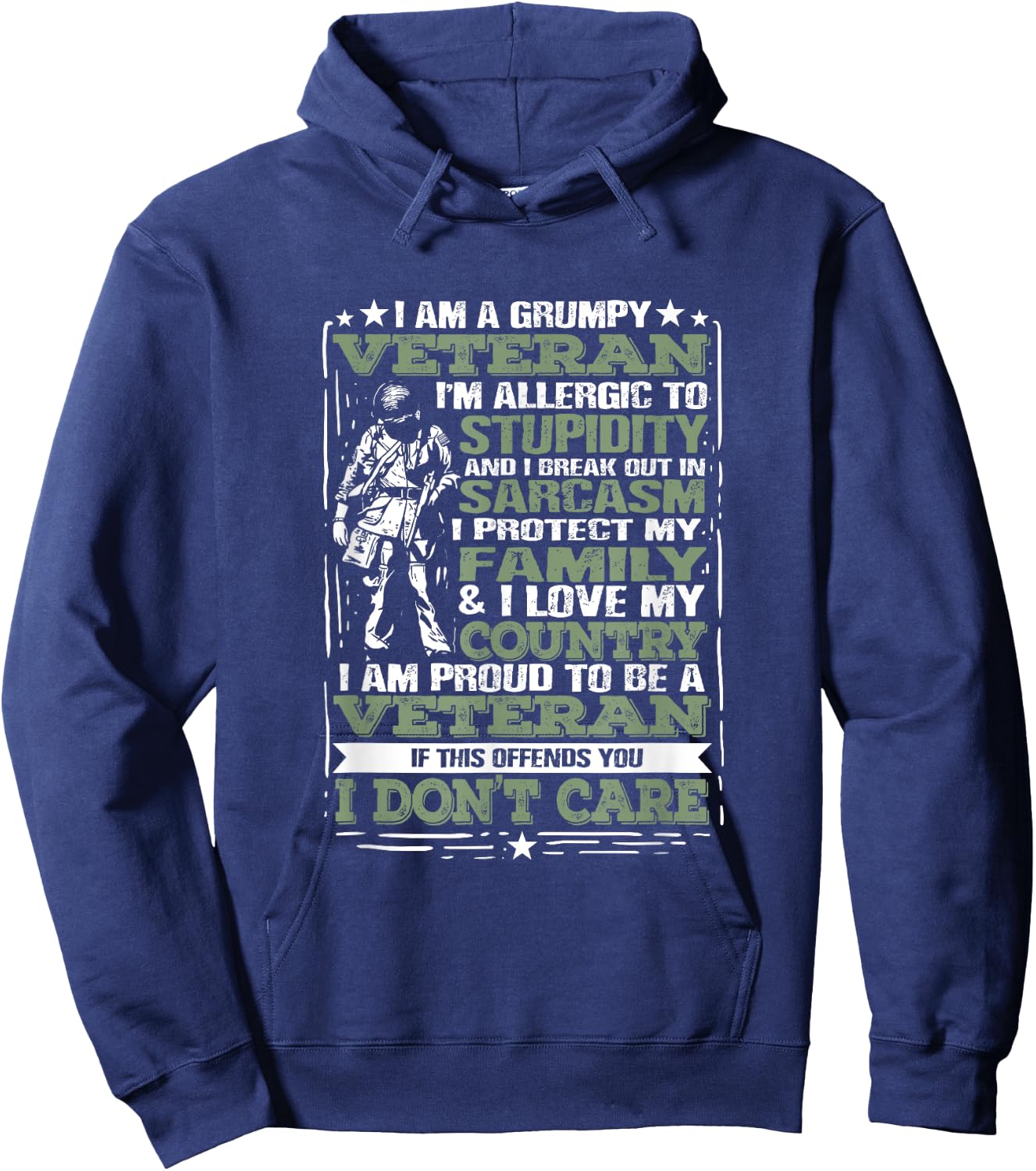 I'm A Grumpy Veteran Quote For A US Military Veteran Hoodie - Hoodie | Navy
