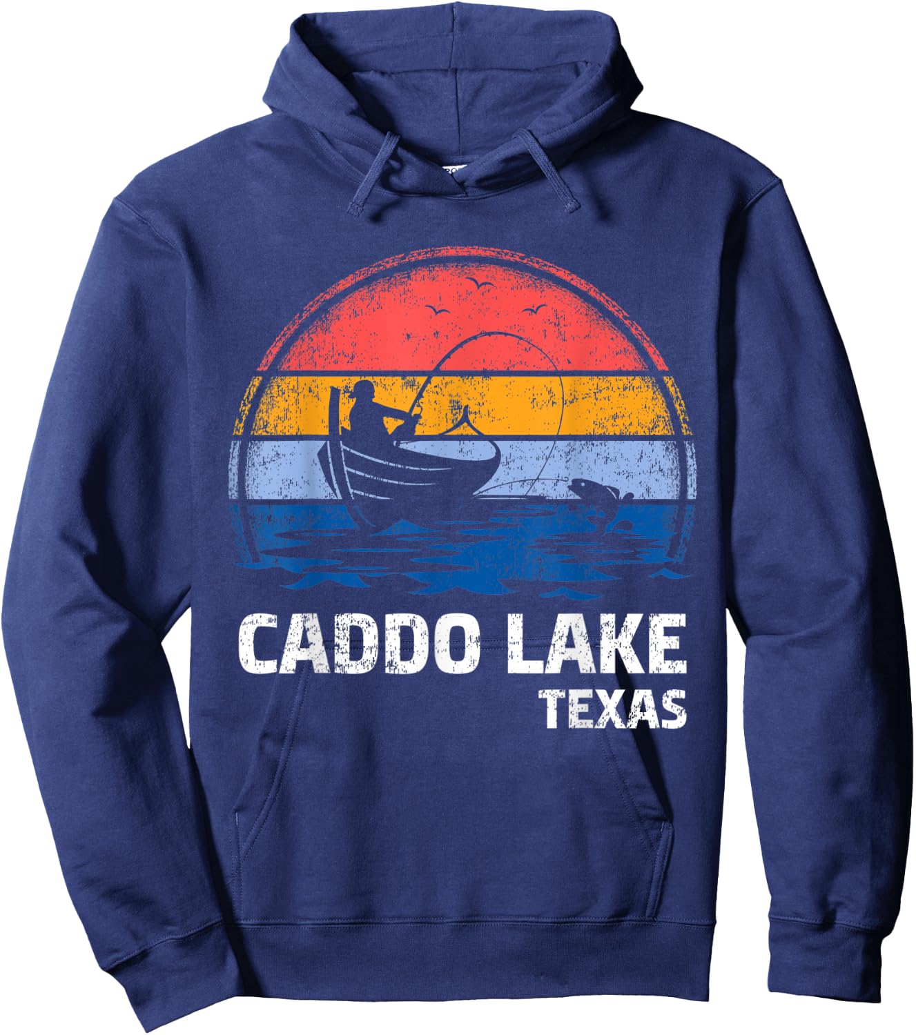Vintage Retro Texas Caddo Lake Summer Fishing Hoodie - Hoodie | Navy