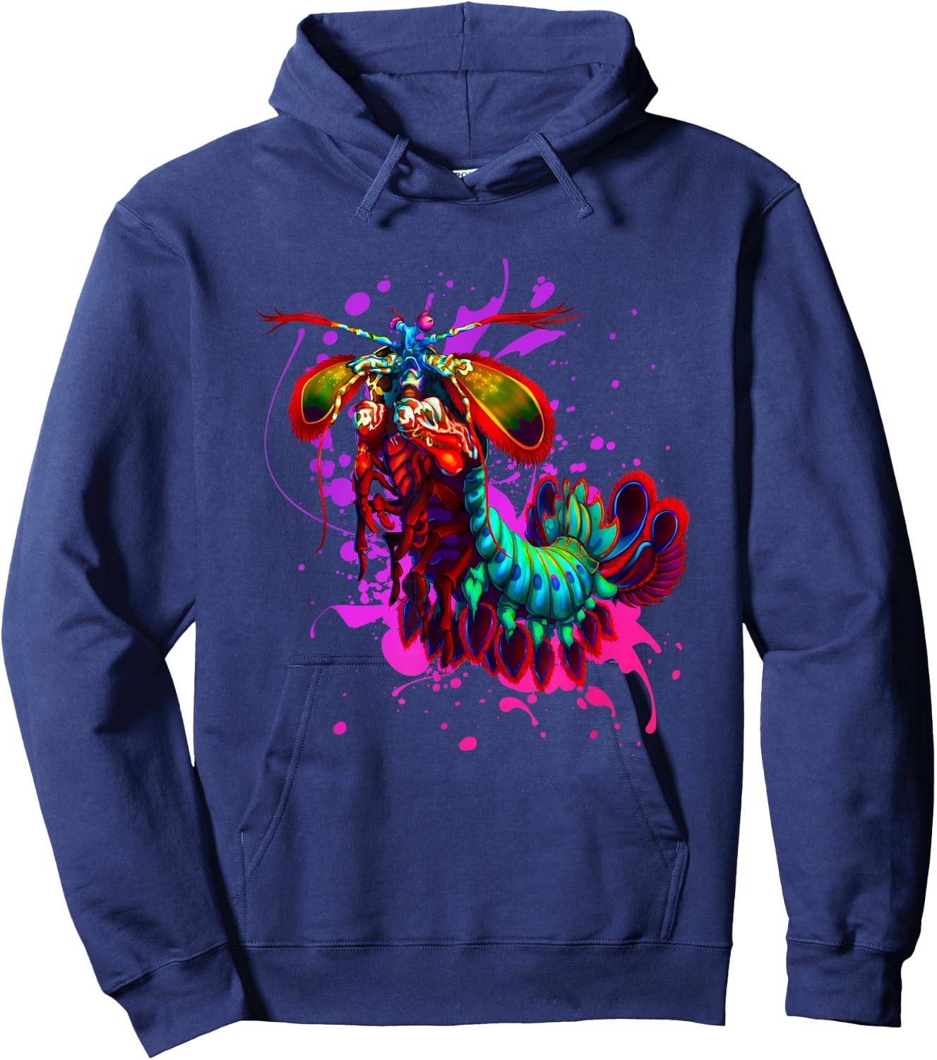 Rainbow Peacock Mantis Shrimp Purple Splash Hoodie - Hoodie | Navy