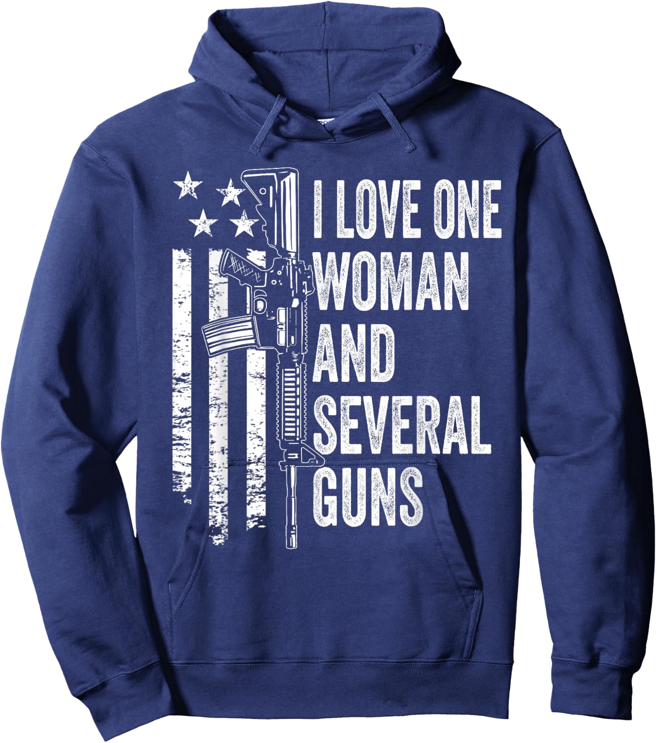 I Love One Woman And Several Guns - Husband Dad Gun (BACK) Hoodie - Hoodie | Navy