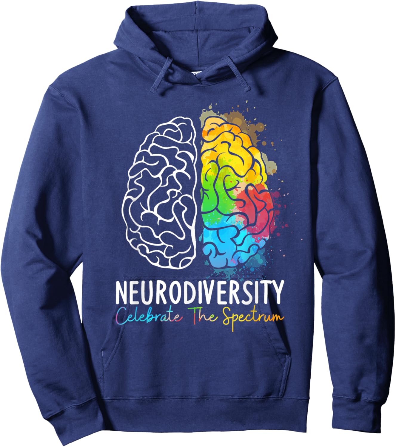 Neurodiversity - Autism Spectrum ASD ADHD Rainbow Brain Hoodie - Hoodie | Navy