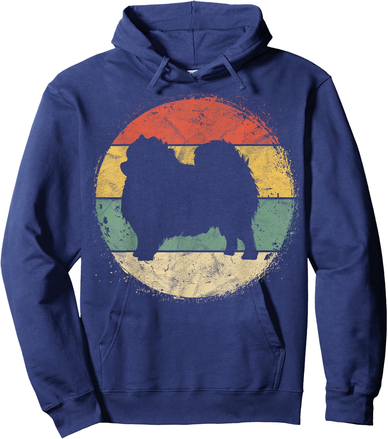 Circular Retro Pomeranian Owner Parents Pompom Dog Mom Women Girls Kids Hoodie - Hoodie | Navy