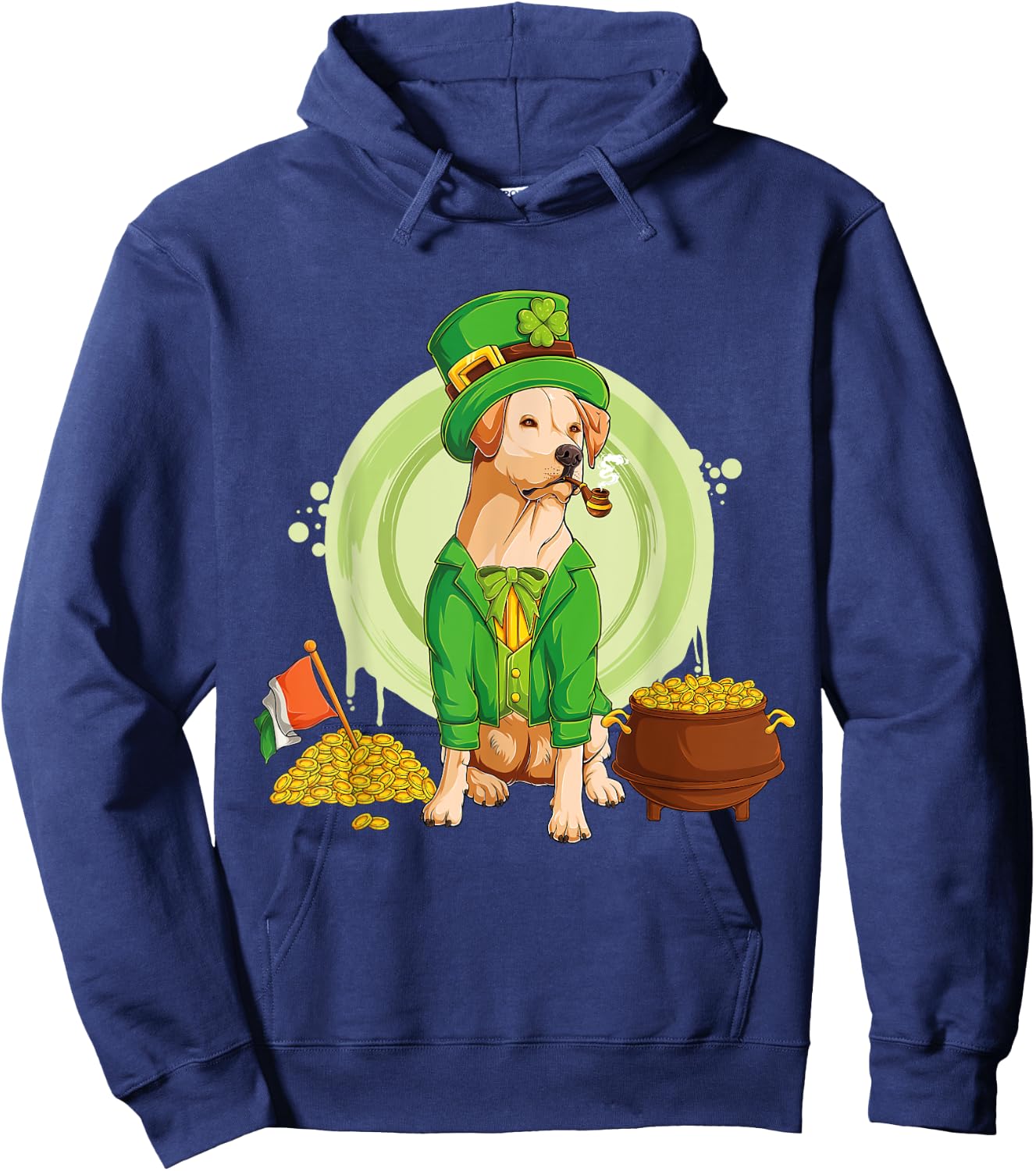 Labrador Retriever Dog Leprechaun Hat Irish Flag Labbi Women Kids Hoodie - Hoodie | Navy