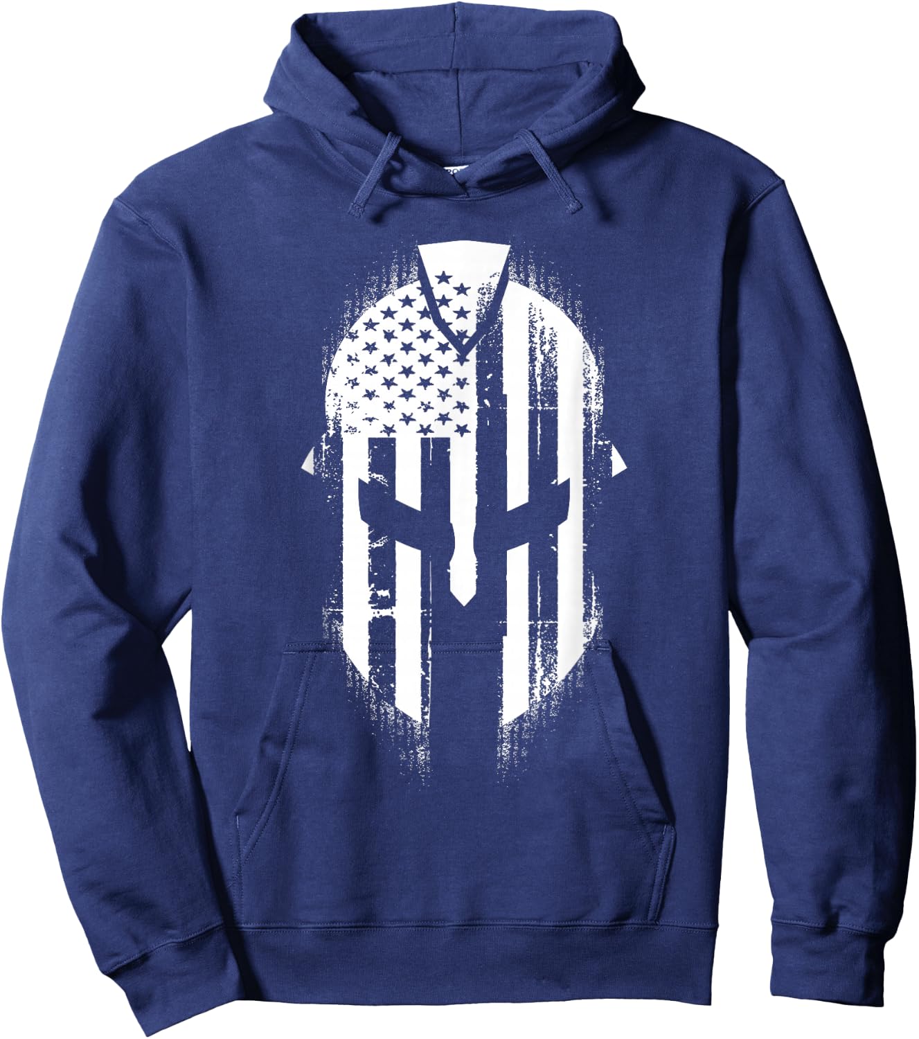 Patriotic Spartan Skull USA Flag American Hoodie - Hoodie | Navy