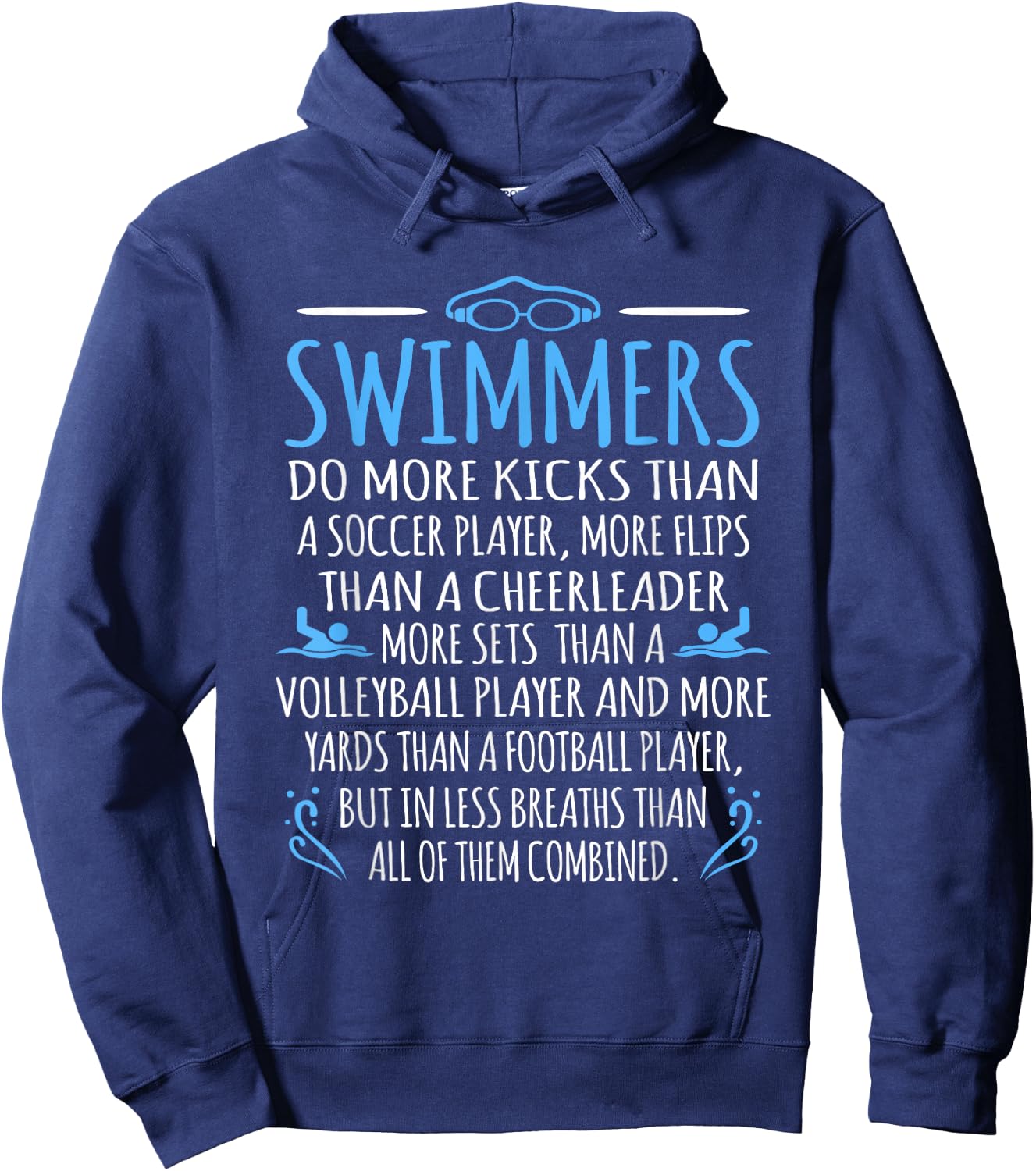Swimmers Facts Funny Swimming Swim Coach Men Women Graphic Small Hoodie - Hoodie | Navy