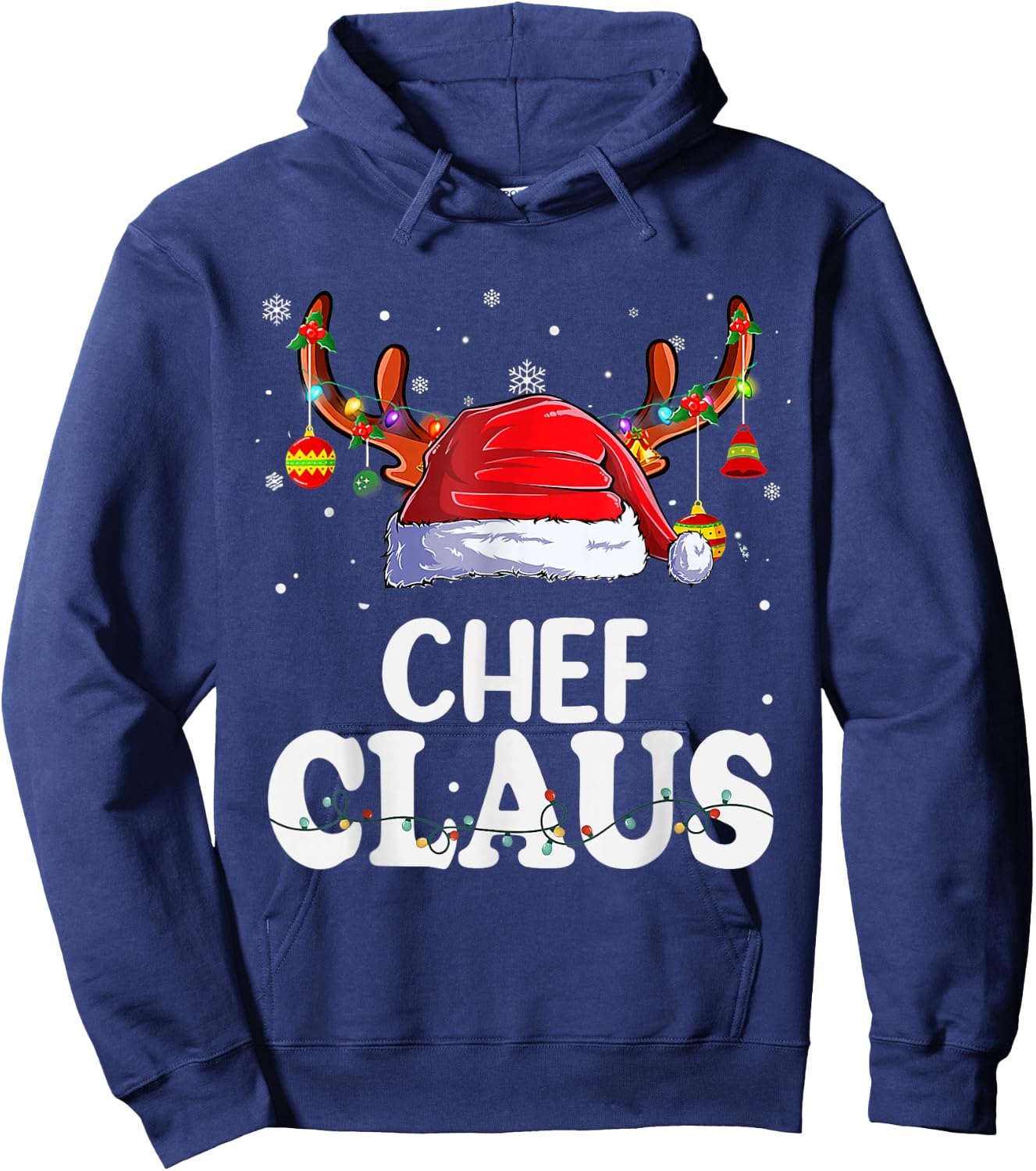 Chef Santa Claus Christmas Pajamas Funny Matching Costume Hoodie - Hoodie | Navy