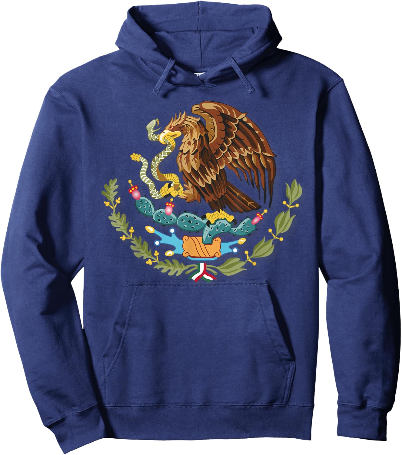Mexico Independence Eagle Snake Design Cartoon Mexican Hoodie - Hoodie | Navy