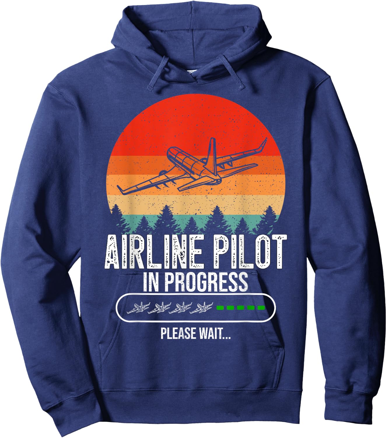 Retro Airline Pilot In Progress Future Airline Pilot Kids Hoodie - Hoodie | Navy