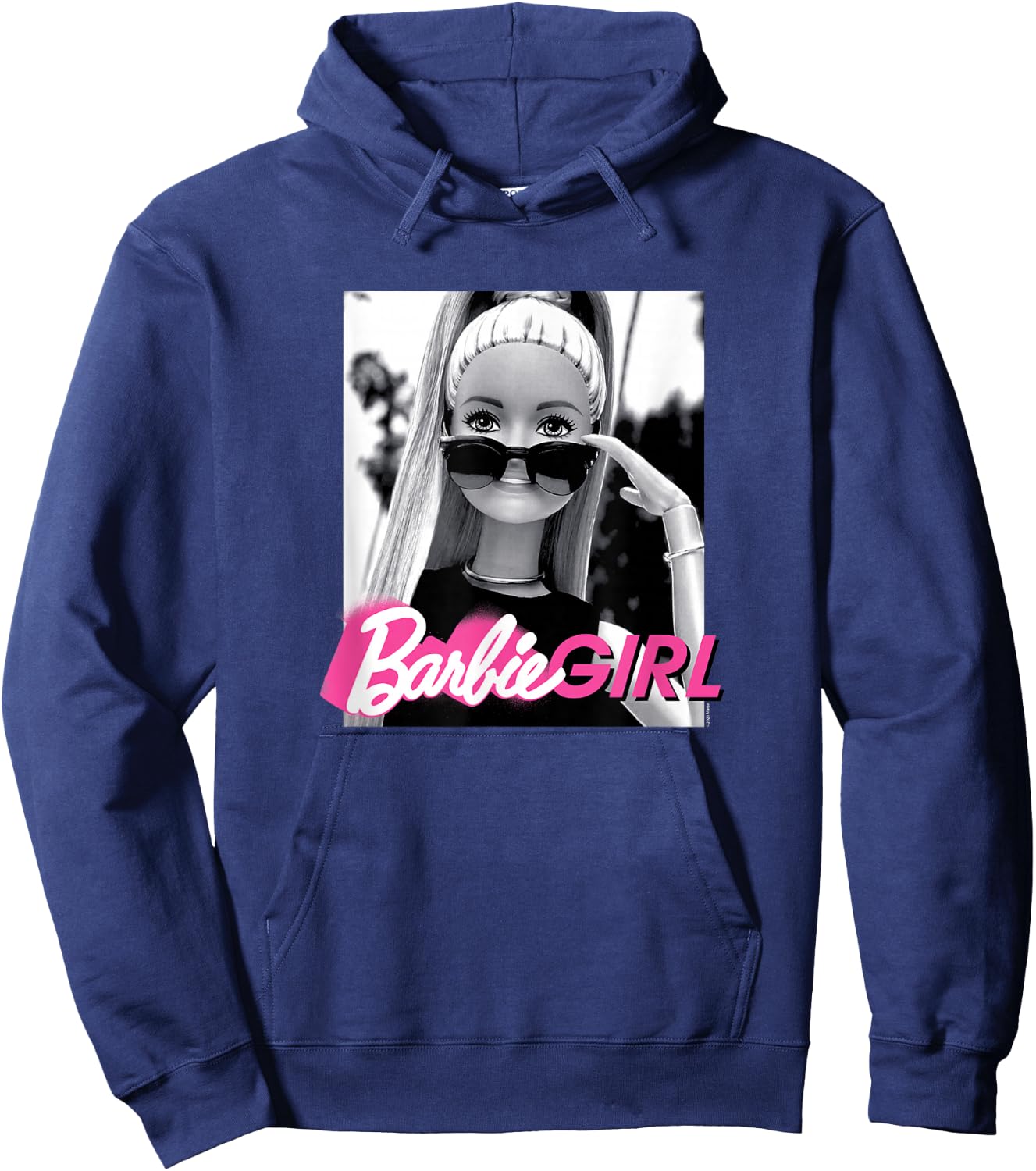 Barbie Girl Classic Fit - Black Cotton & Polyester Blend, Short Sleeve, Casual Style Hoodie - Hoodie | Navy