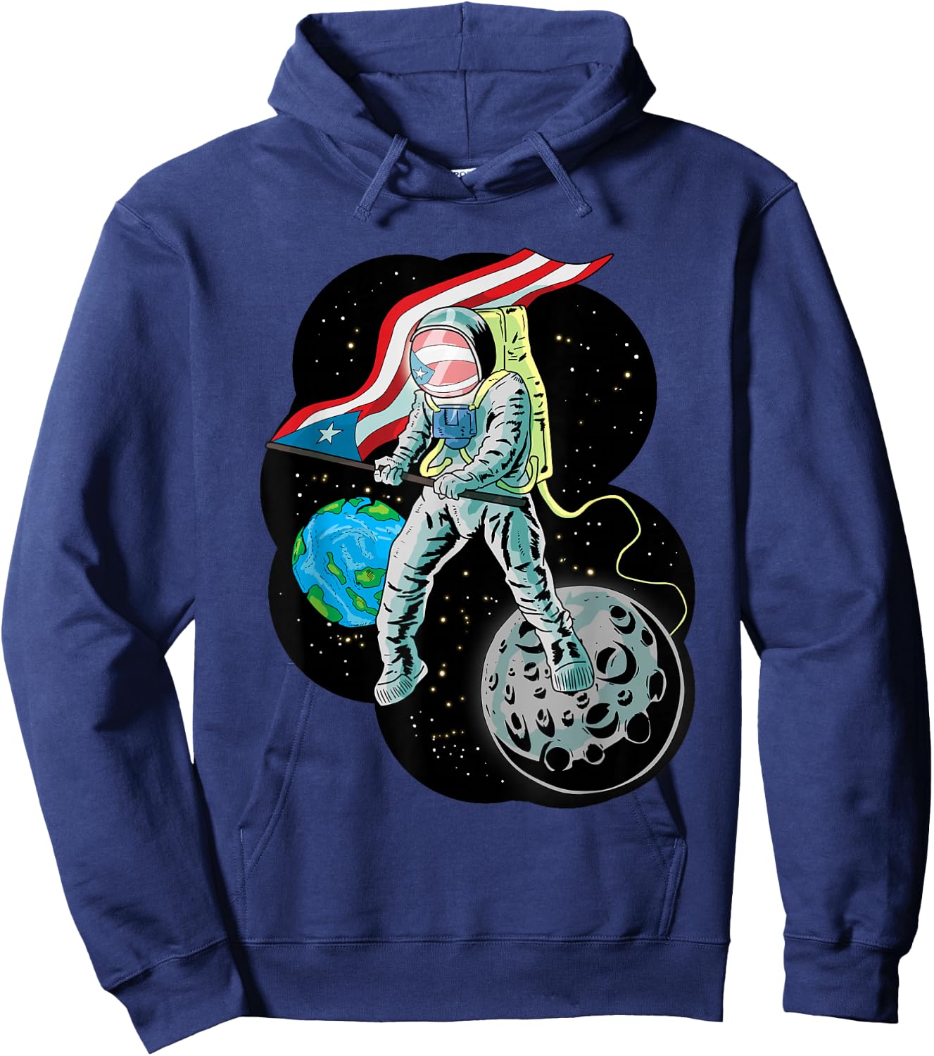 Puerto Rico Pride Boricua Aunque Naciera en la Luna Hoodie - Hoodie | Navy