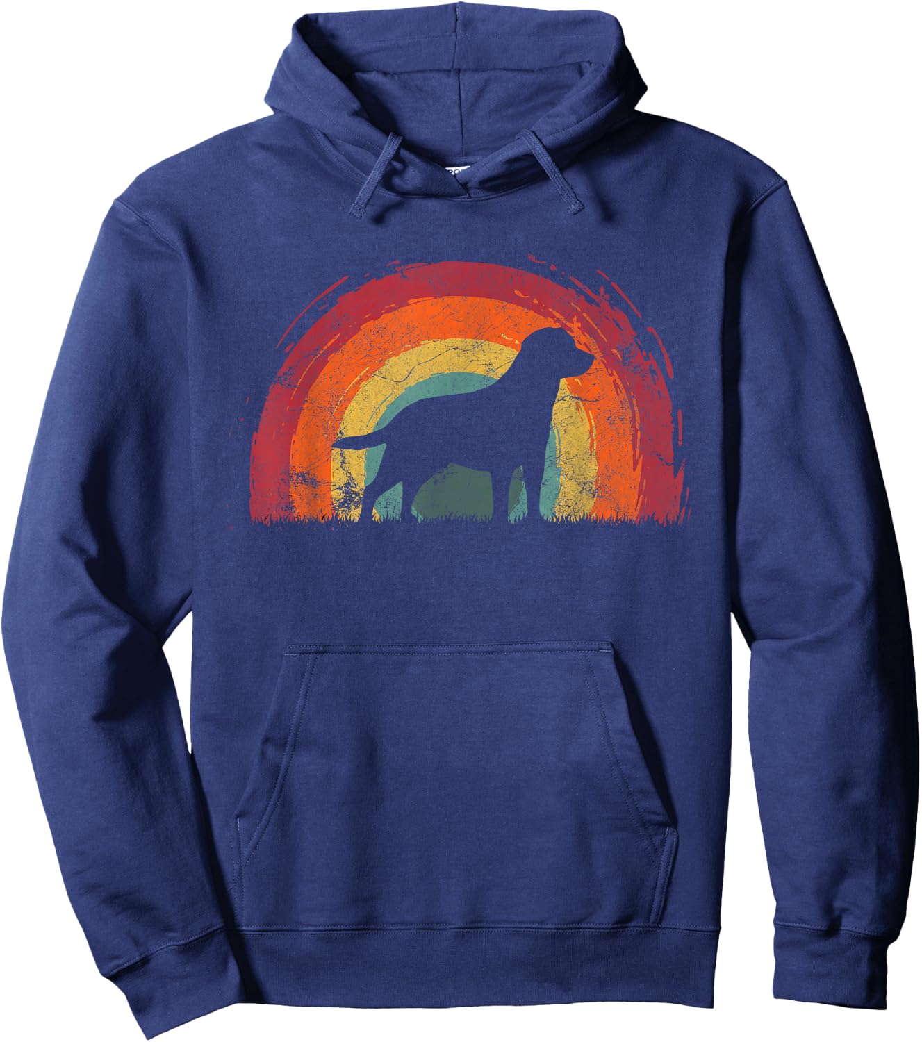 Mutt Vintage Rainbow Dog Men Women Hoodie - Hoodie | Navy