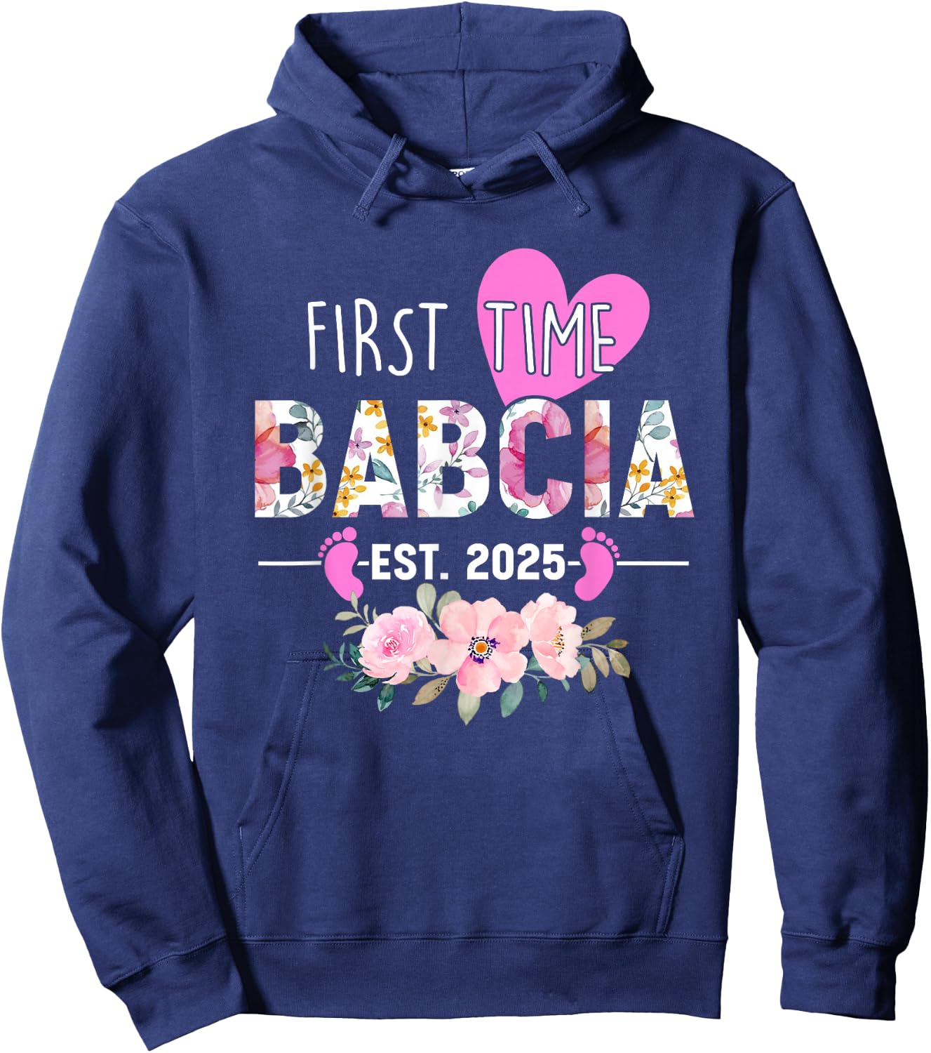 First time Babcia 2025 Gifts New Grandma Baby Announcement Hoodie - Hoodie | Navy