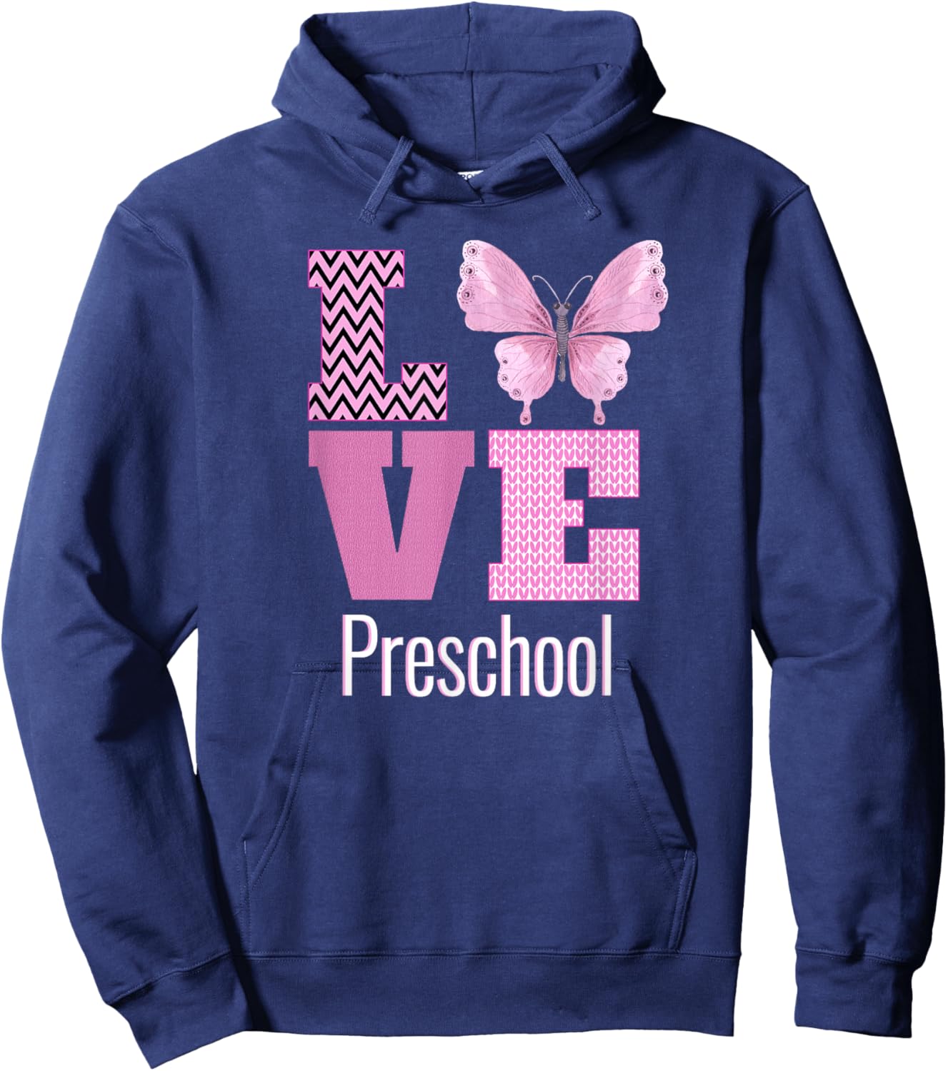Love Preschool Purple Butterfly Preschool Teacher Women Kids Hoodie - Hoodie | Navy
