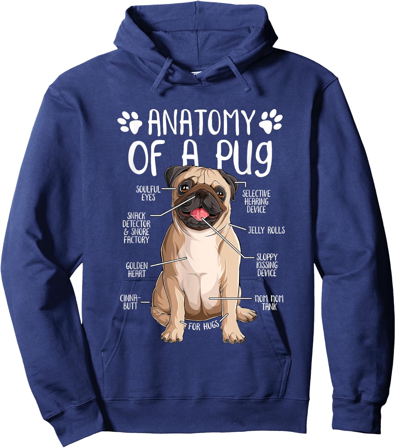 Funny Anatomy Pug Dog Pug Lover Women Girls Kids Hoodie - Hoodie | Navy