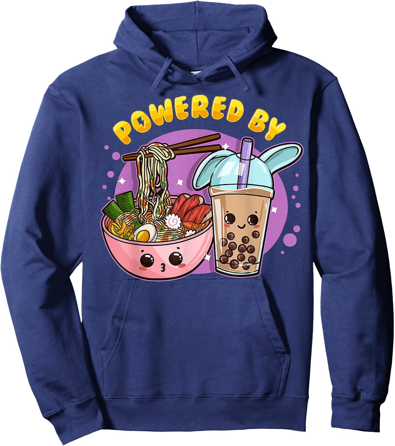 Powered By Ramen Bubble Tea Boba Kawaii Japanese Anime Lover Hoodie - Hoodie | Navy