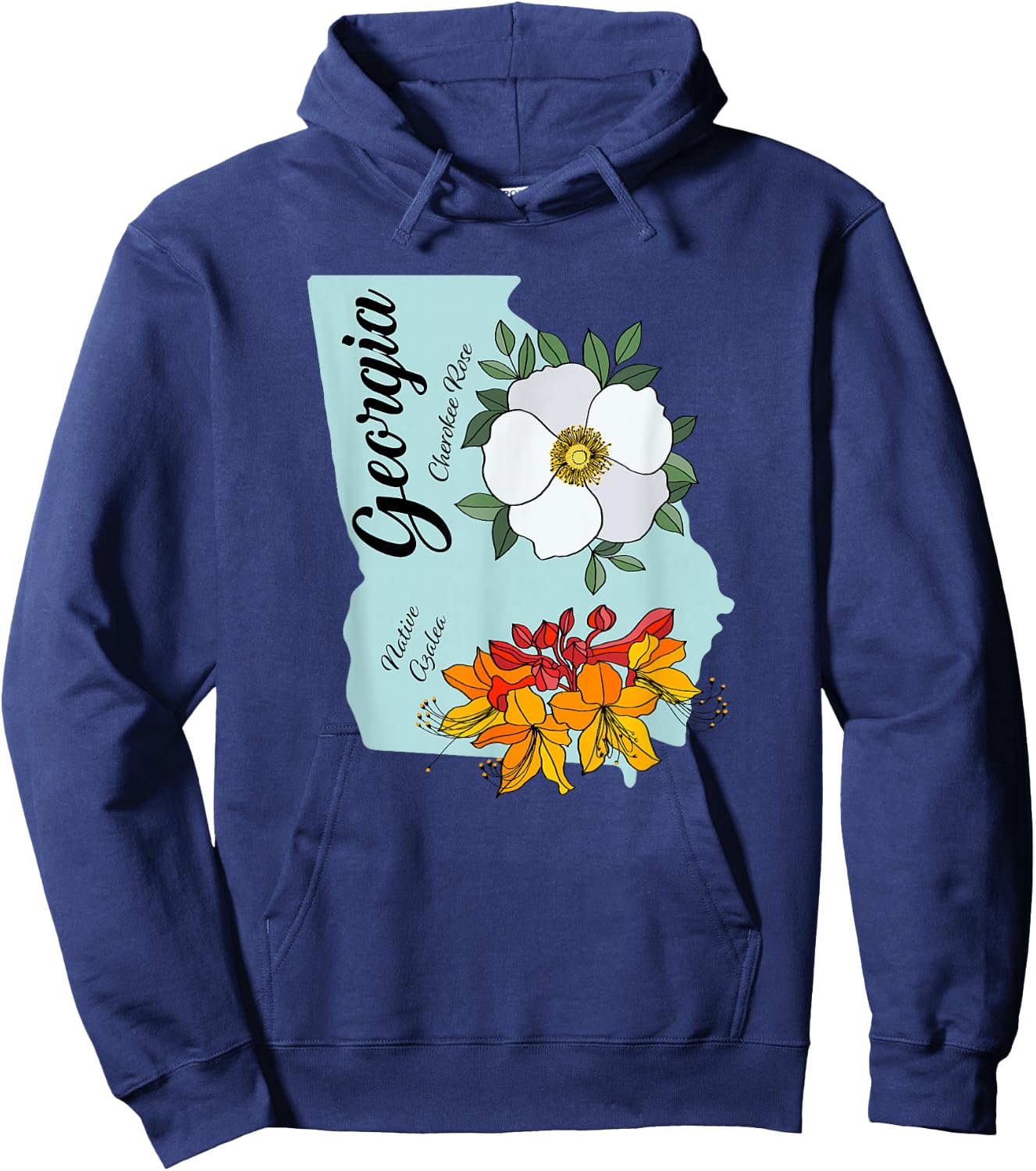 State of Georgia Flower and Wildflower Hoodie - Hoodie | Navy