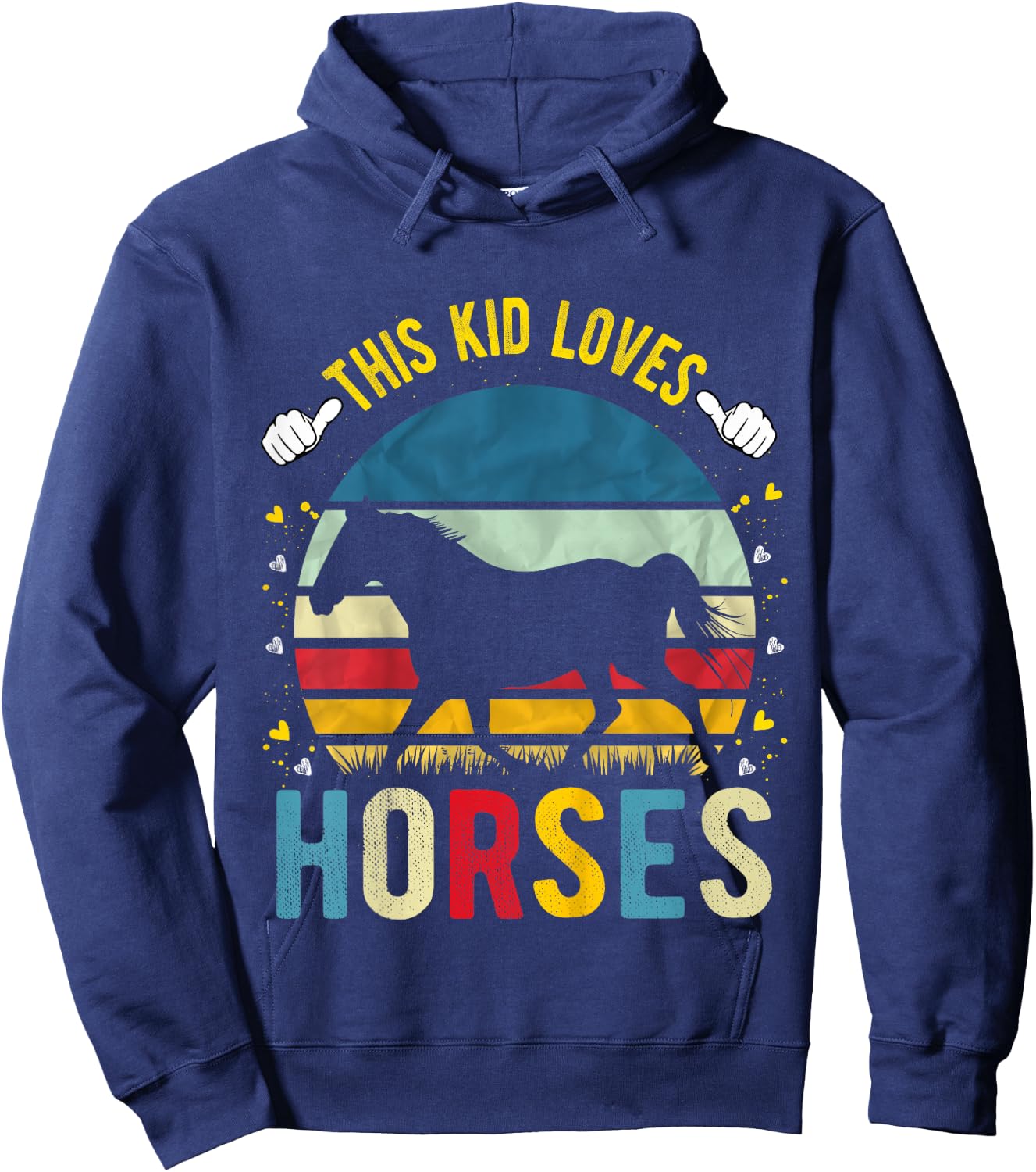 This Kid Loves Horses Boys and Girls Horse Gift Hoodie - Hoodie | Navy