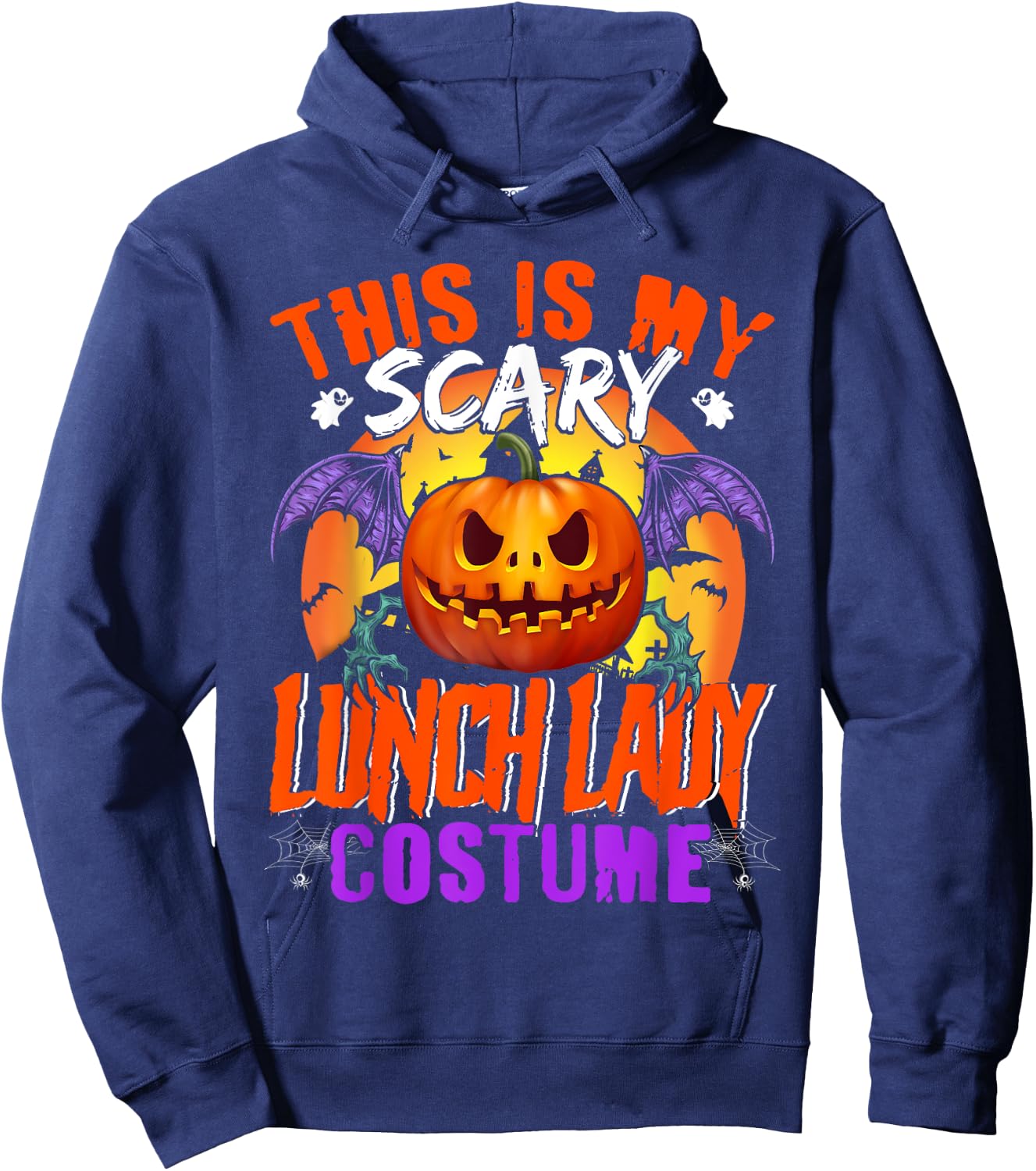 This Is My Scary Lunch Lady Costume Halloween Lunch Lady Hoodie - Hoodie | Navy