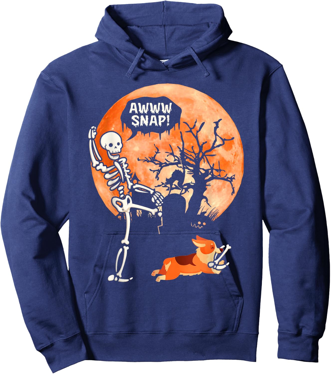 Awww Snap Halloween Costume Corgi Bring Skeleton Broken Leg Hoodie - Hoodie | Navy