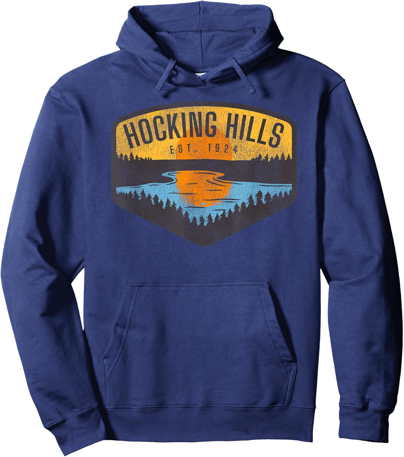 Retro Hocking Hills State Park Souvenir Hoodie - Hoodie | Navy