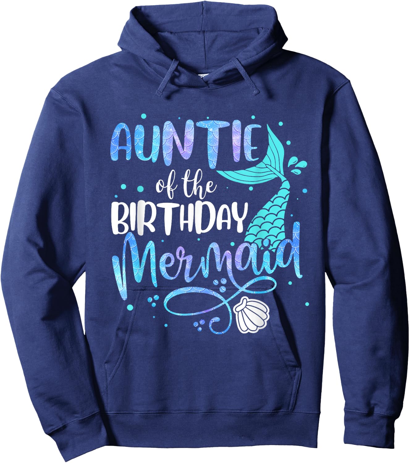 Auntie Of The Birthday Mermaid Family Matching Party Squad Hoodie - Hoodie | Navy