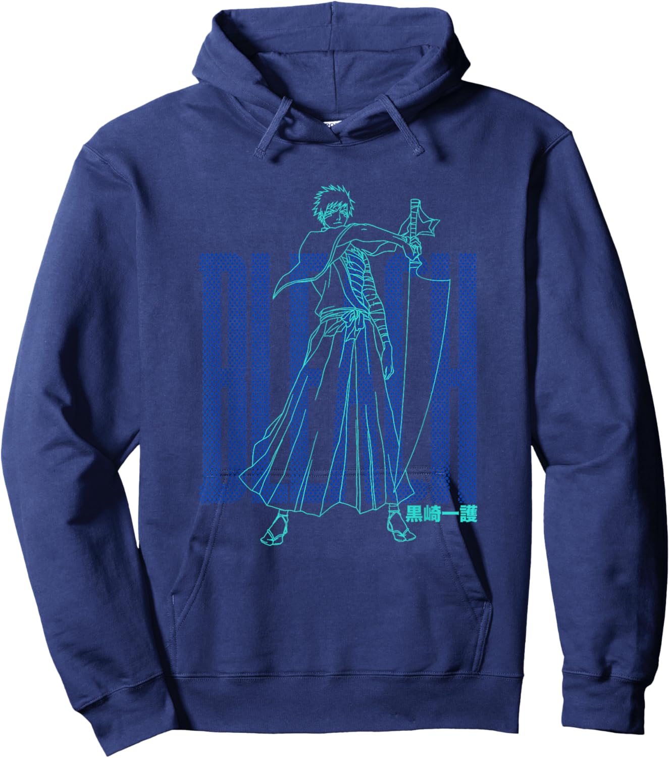 Bleach Ichigo Outline and Dots Pattern Anime Hoodie - Hoodie | Navy