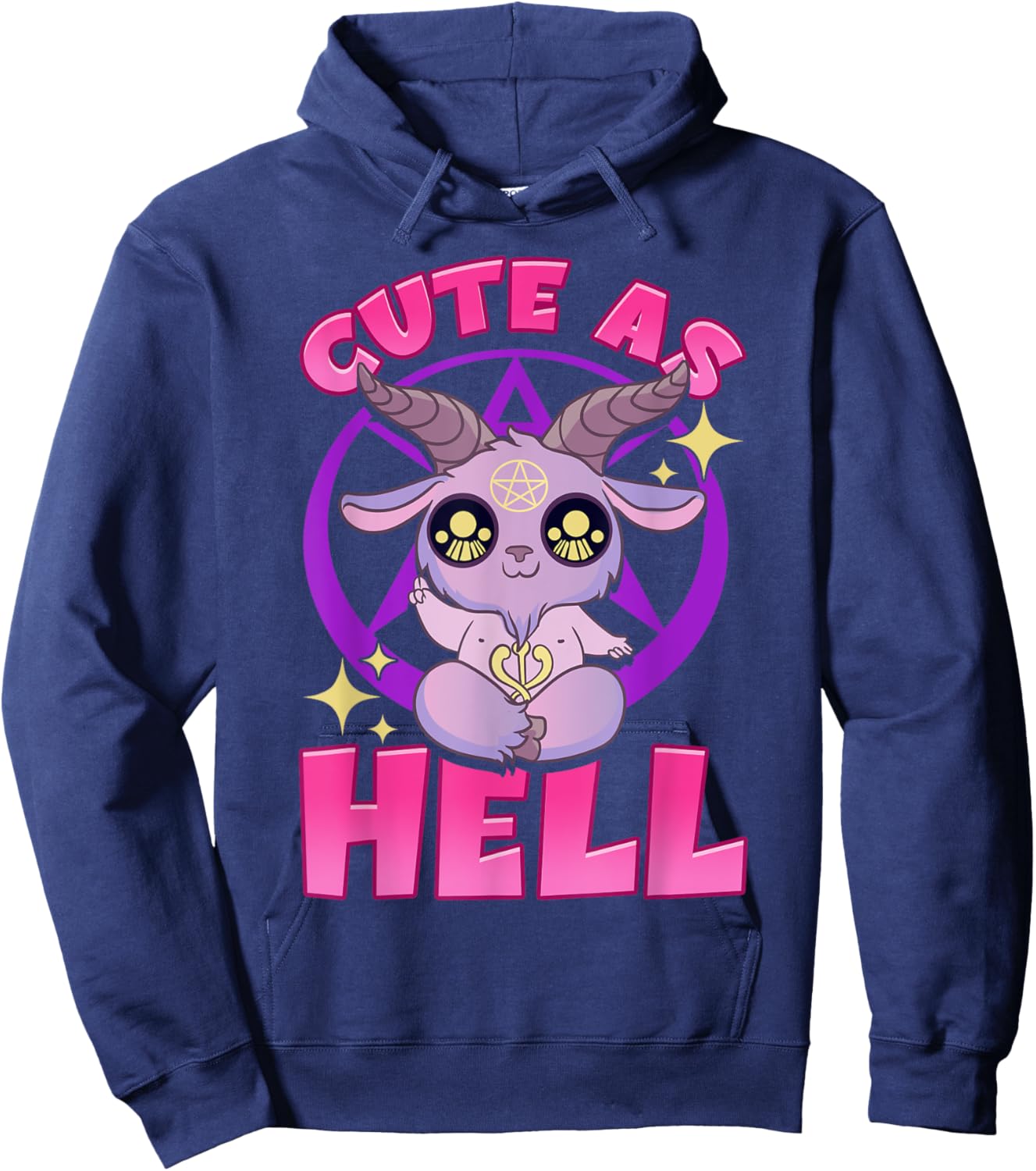 Cute As Hell Pastel Anime Kawaii Baphomet Goth Emo Pun Hoodie - Hoodie | Navy