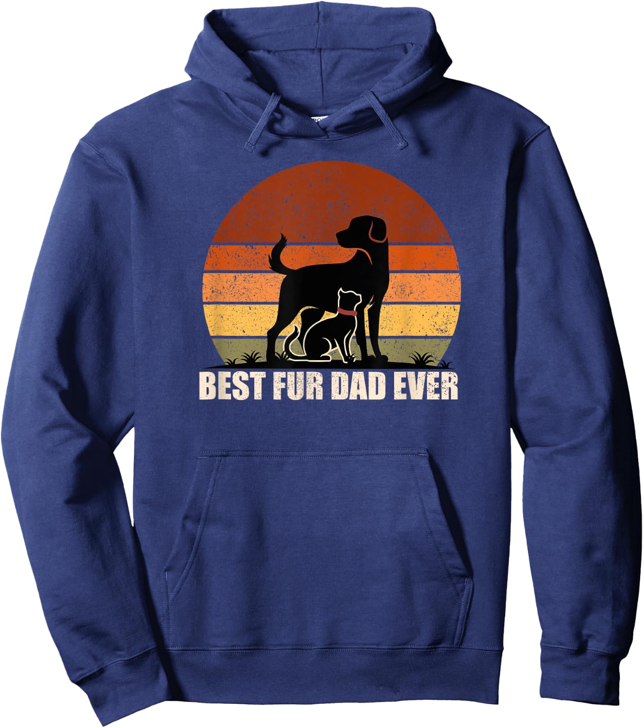 Funny Vintage Retro Best Fur Dad Ever for Dog And Cat Owner Men Women Kids Hoodie - Hoodie | Navy