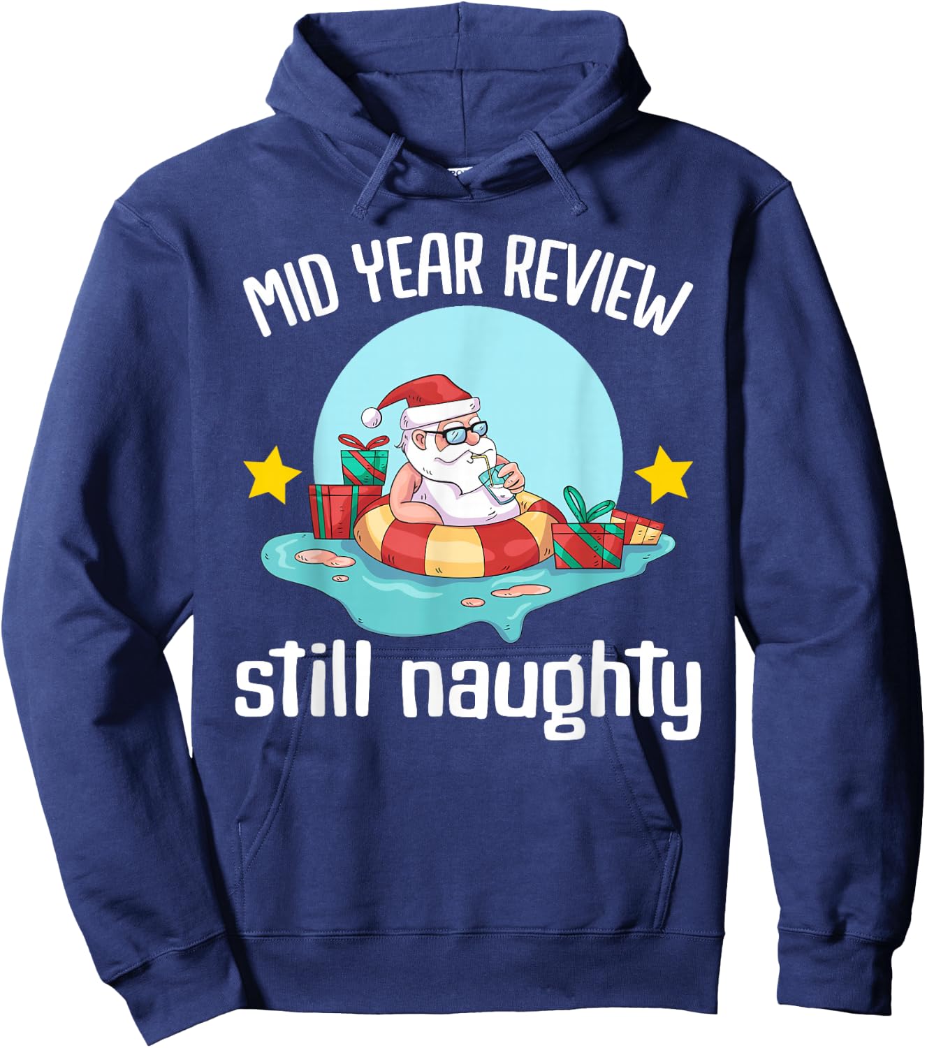 Christmas in July | Summer Santa Claus Beach Hawaii Surf Hoodie - Hoodie | Navy