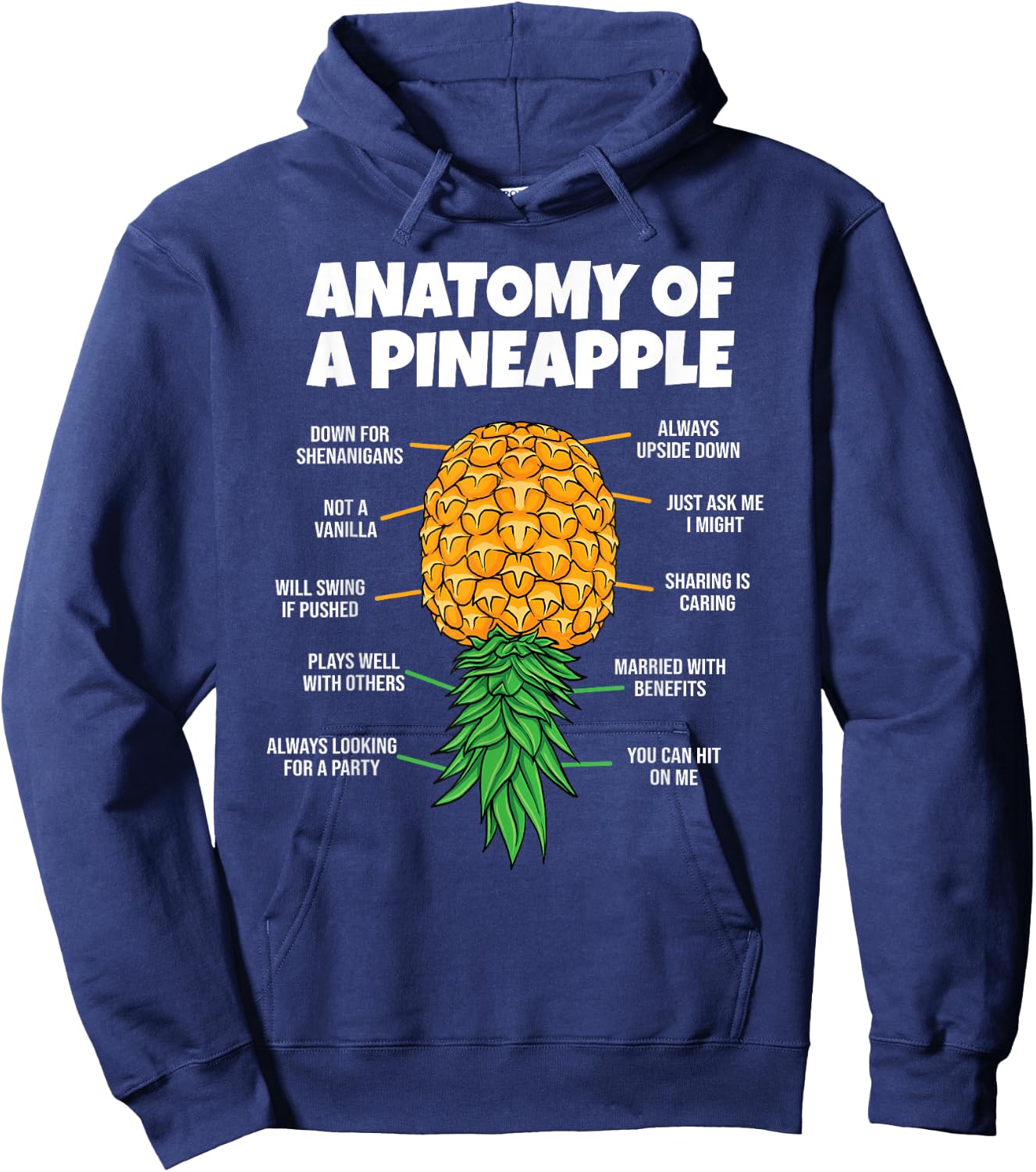 Anatomy of A Pineapple Swinger Funny Men Women Couples Hoodie - Hoodie | Navy