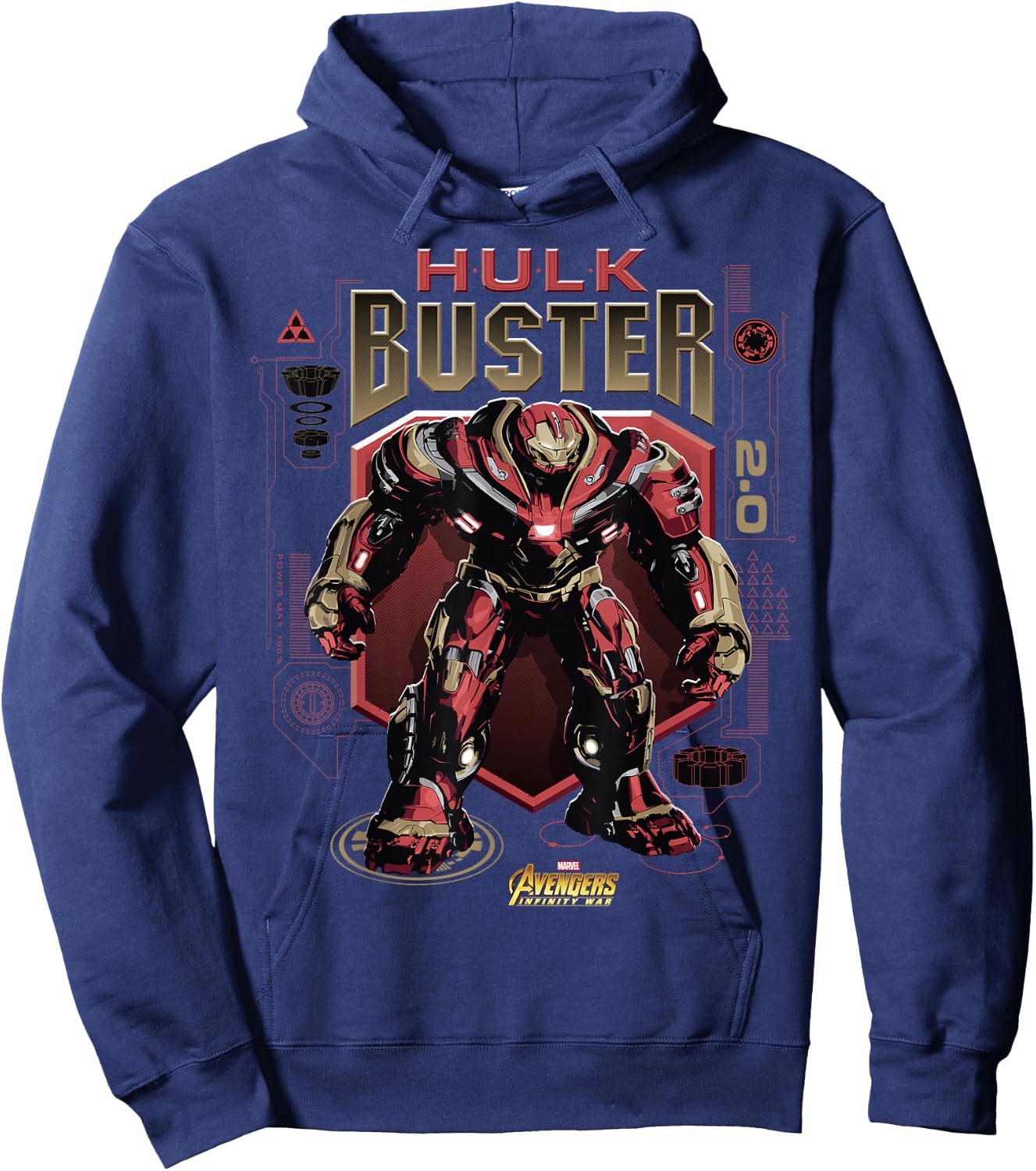 Marvel Infinity War Hulk Buster Schematic Graphic Hoodie - Hoodie | Navy