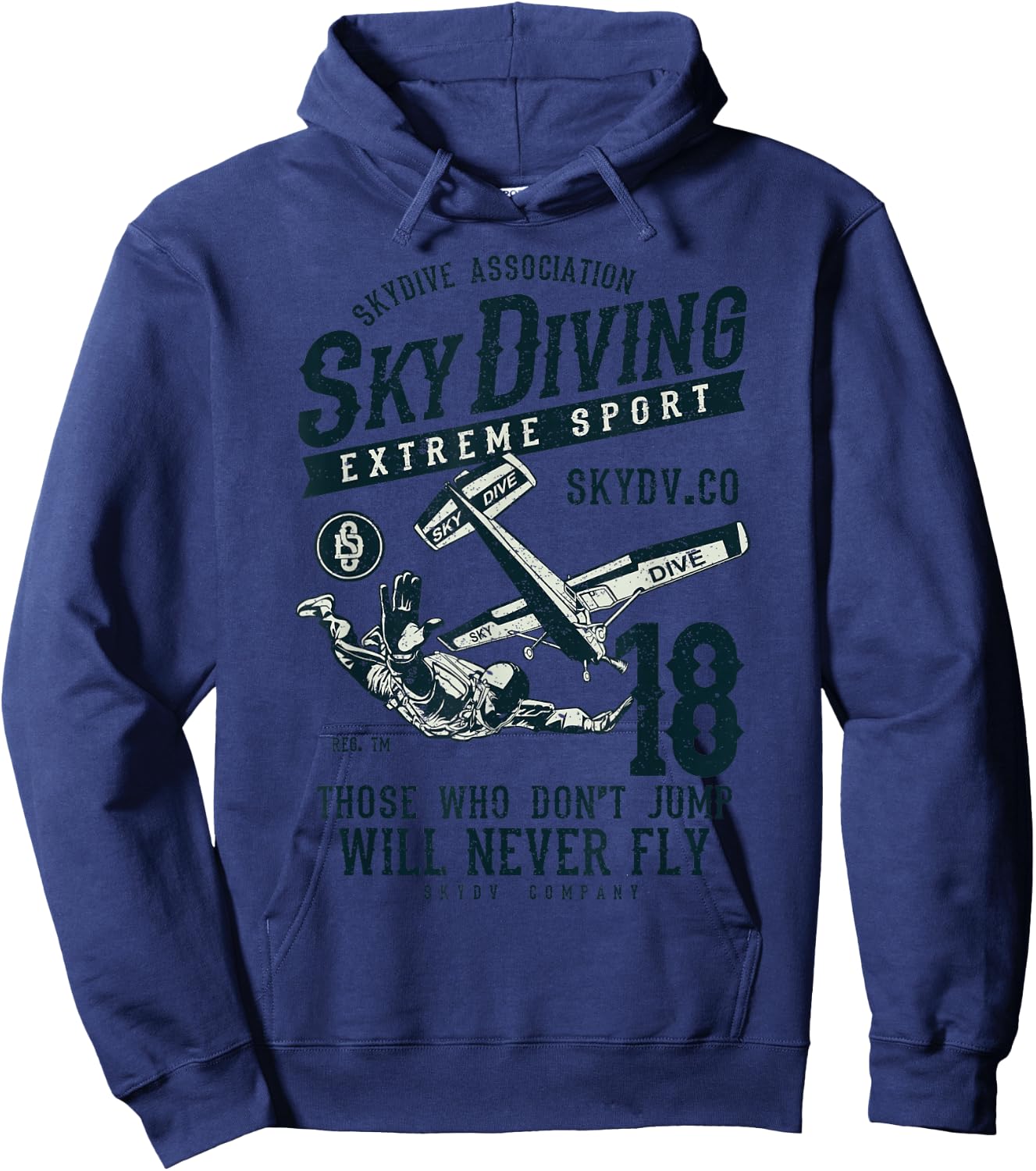 Skydiving T Shirt Parachuting Skydive Skydiver Hoodie - Hoodie | Navy