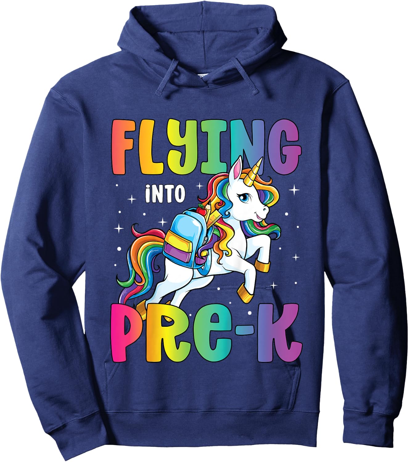 Pre Kindergarten Girls Unicorn First Day of Pre K Hoodie - Hoodie | Navy