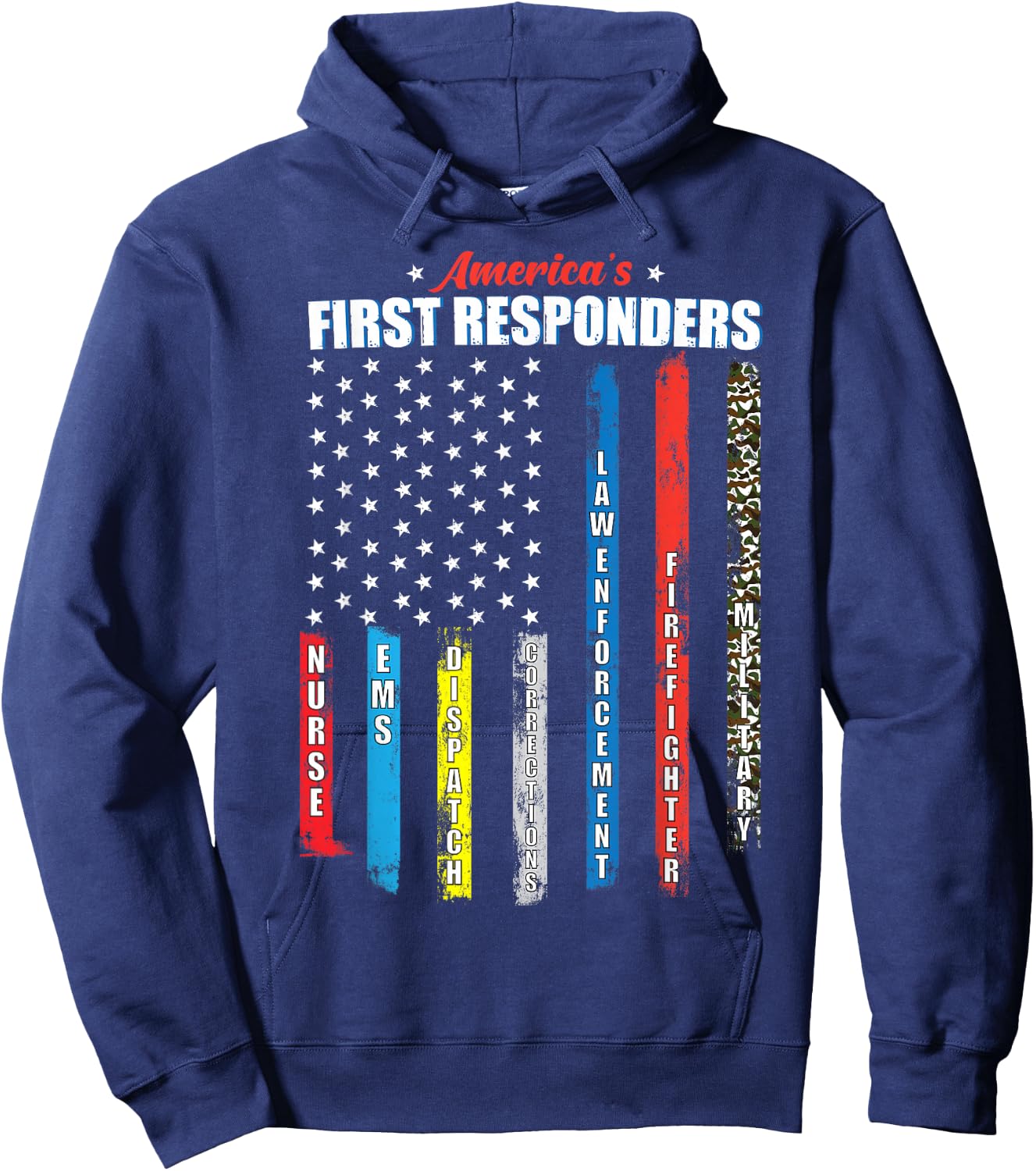 America's First Responders Patriotic Emergency Personnel USA Hoodie - Hoodie | Navy