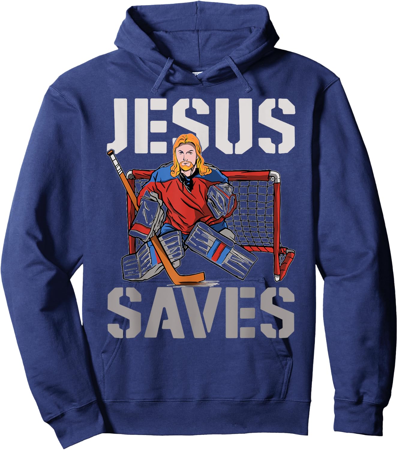 Ice Hockey Goalie Vintage Goalkeeper Jesus Jesus Saves Hoodie - Hoodie | Navy