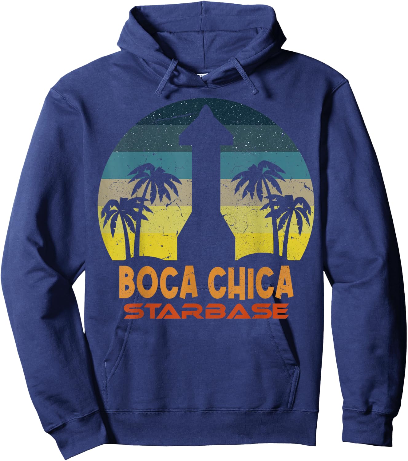 Boca Chica Beach - Vintage Starship - Boca Chica Starbase Hoodie - Hoodie | Navy