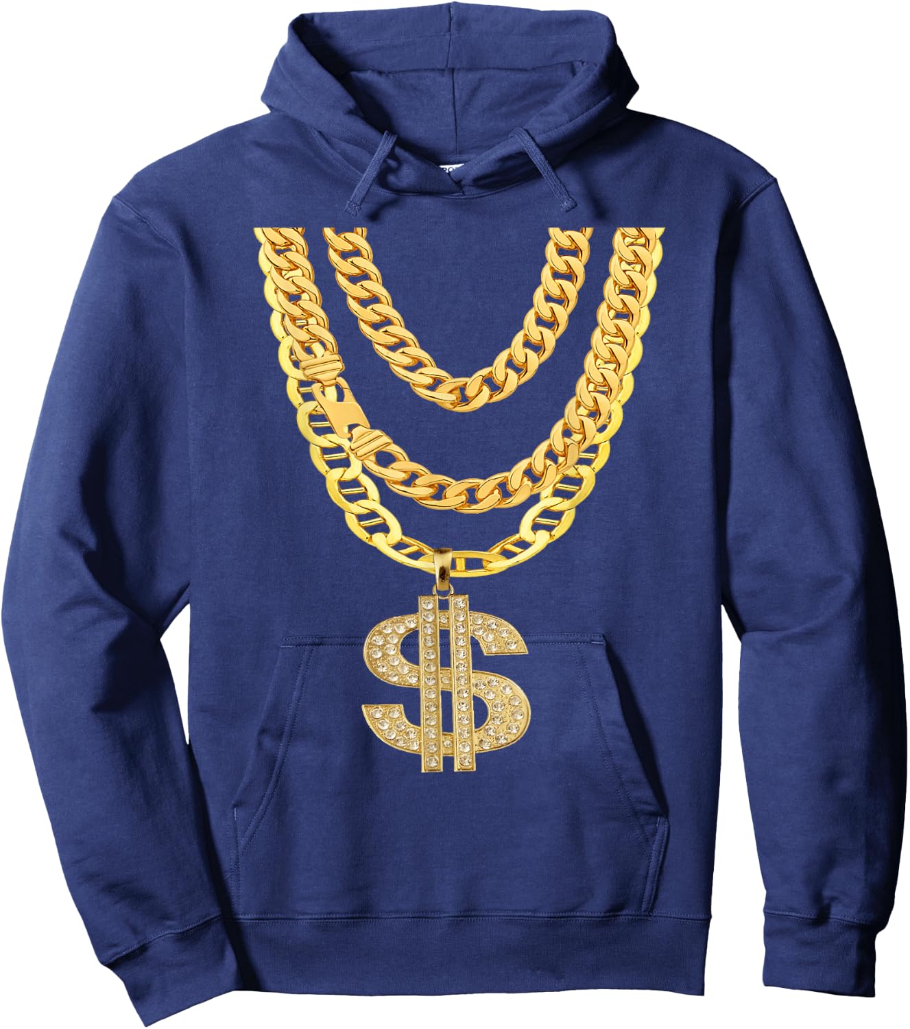 Gangster Chain Shirt | Cheap Hip-Hop Necklace Halloween Gift Hoodie - Hoodie | Navy