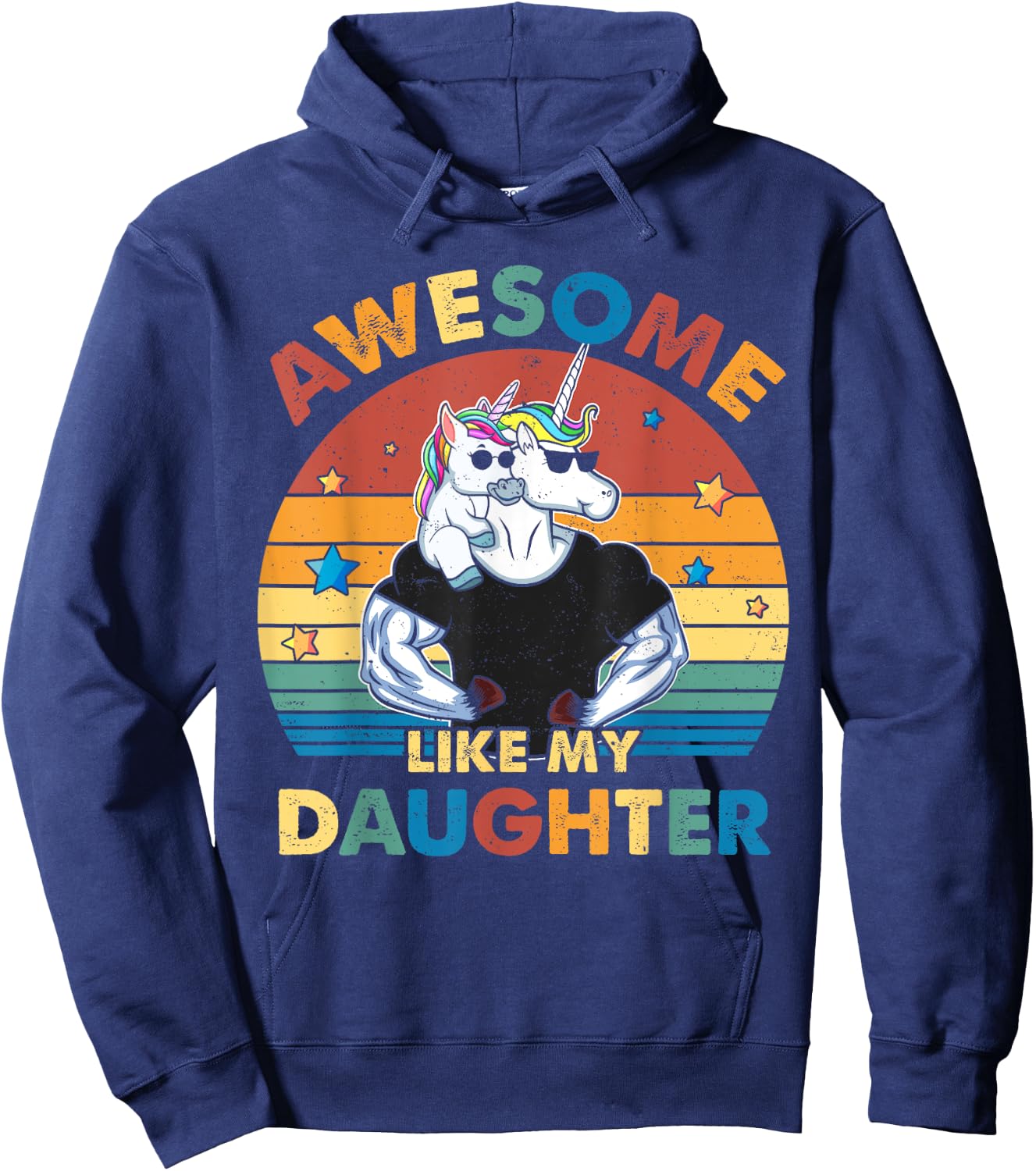 Unicorn Dad Awsome Like My Daughter Happy Father's Day Hoodie - Hoodie | Navy