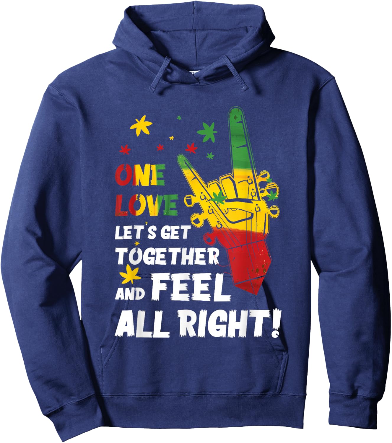 Jamaica 1 Love Reggae Caribbean Together & Feel Alright Hoodie - Hoodie | Navy
